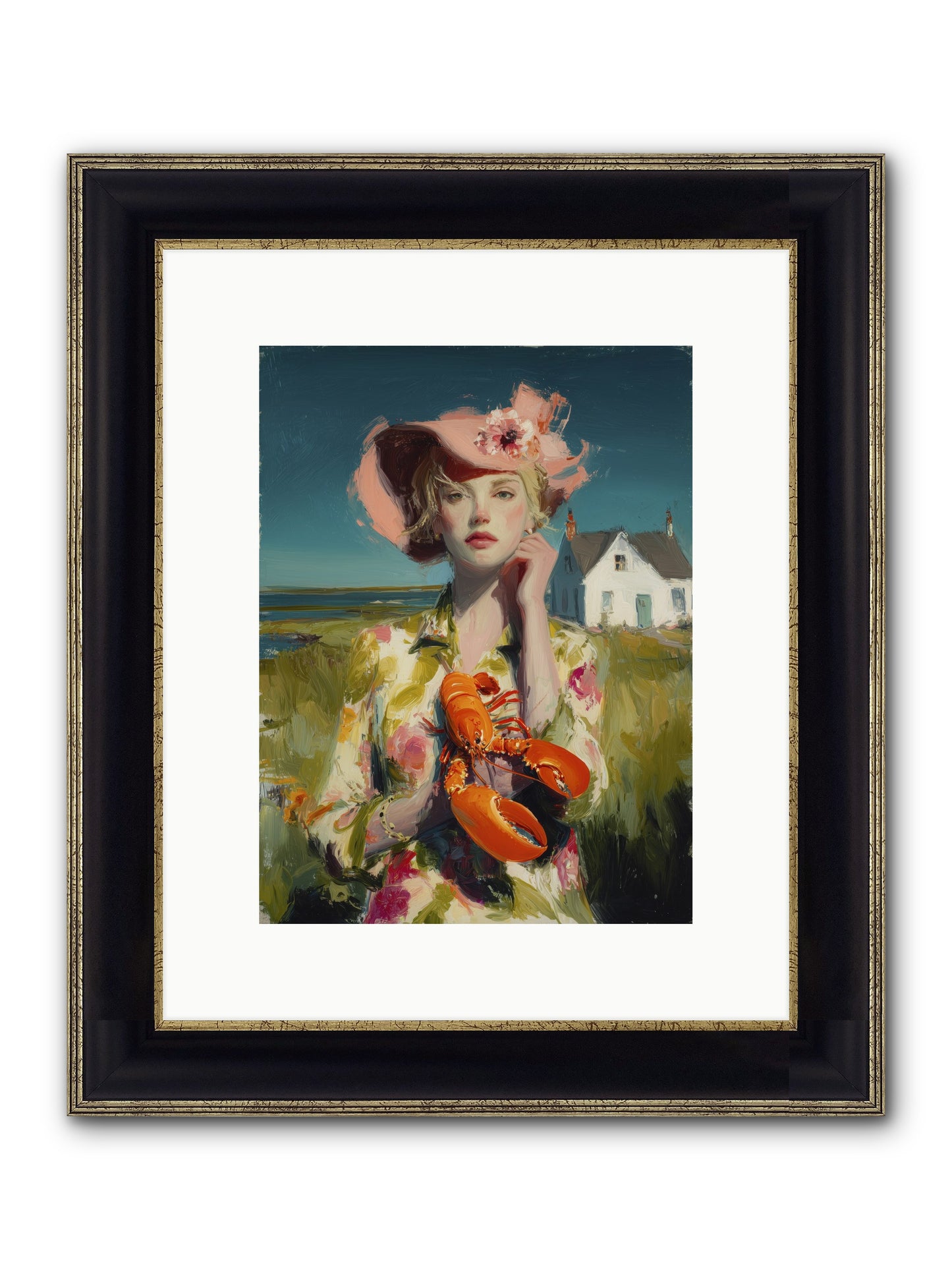 Her Coastal Heart Framed Print - Black & Gold 9x12