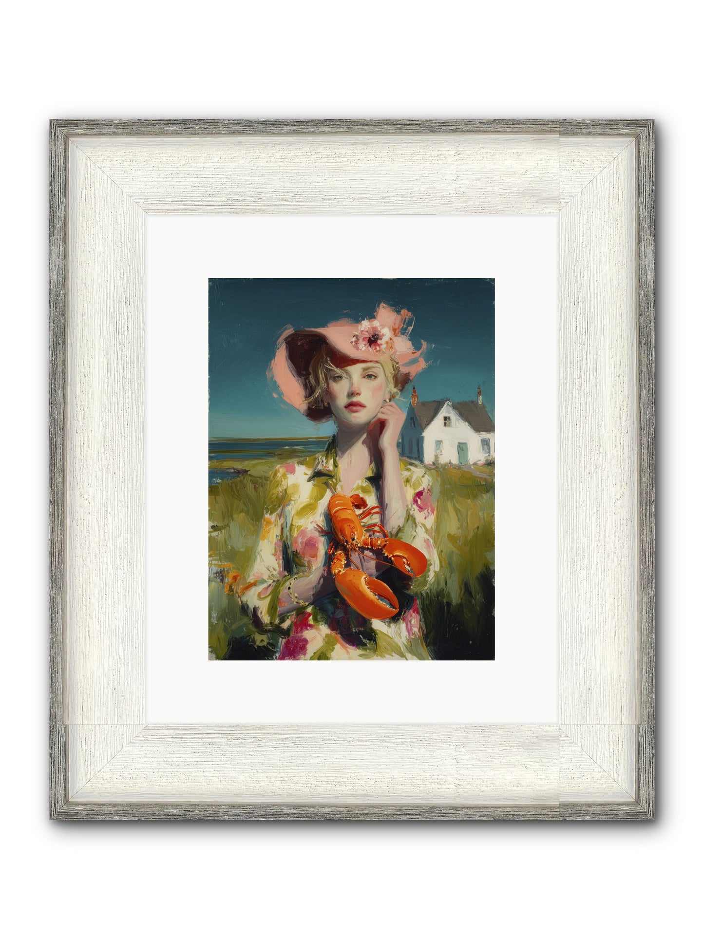 Her Coastal Heart Framed Print - Driftwood White 9x12
