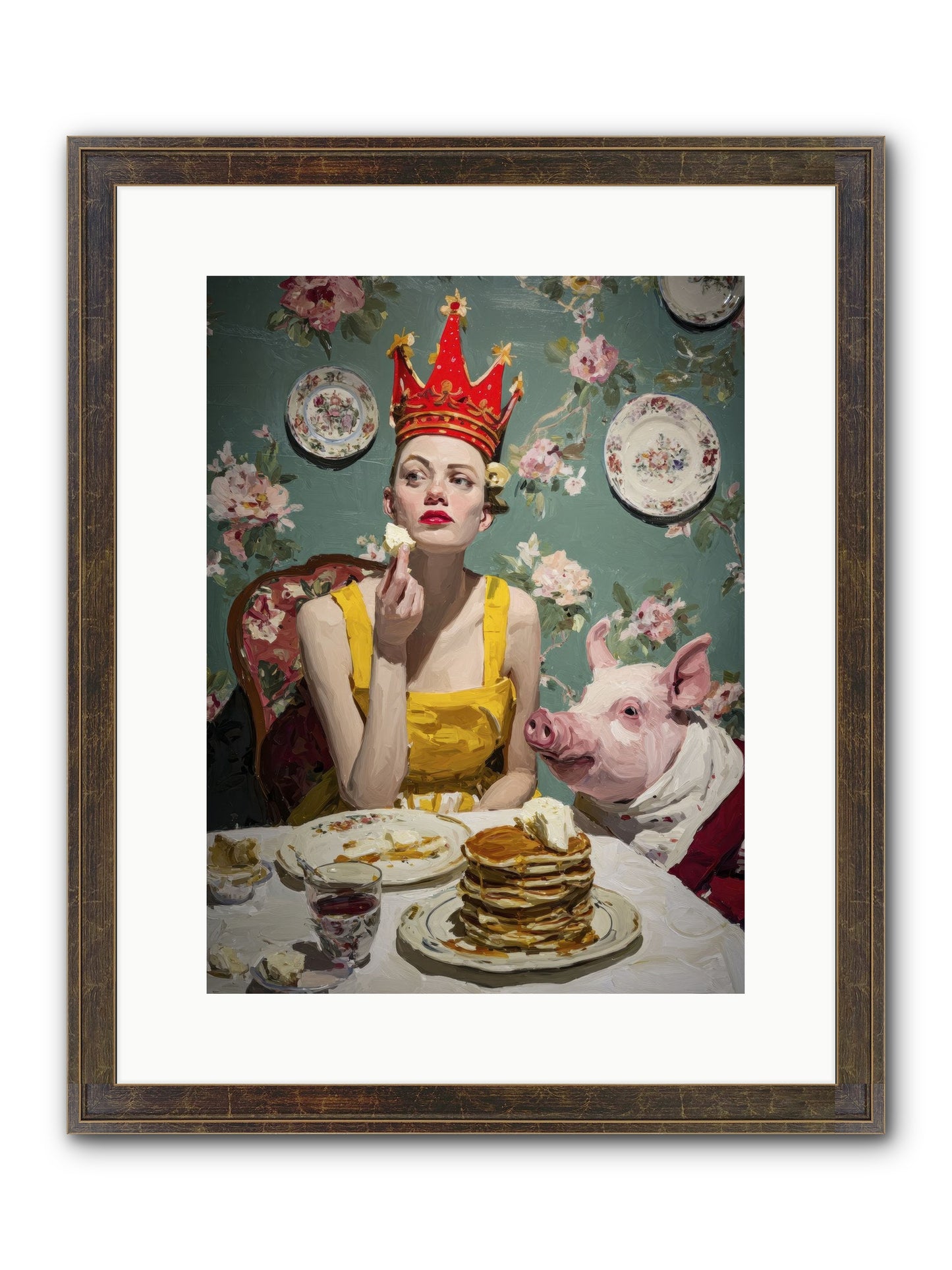 Her Flapjack Majesty's Court Framed Print - Slimwoods Black/Gold 12x16