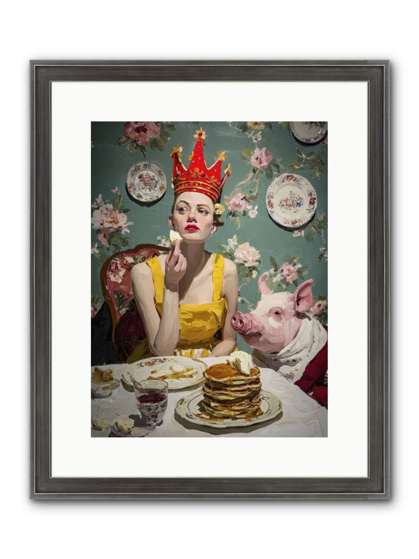 Her Flapjack Majesty's Court Framed Print - Slimwoods Black/Silver 12x16