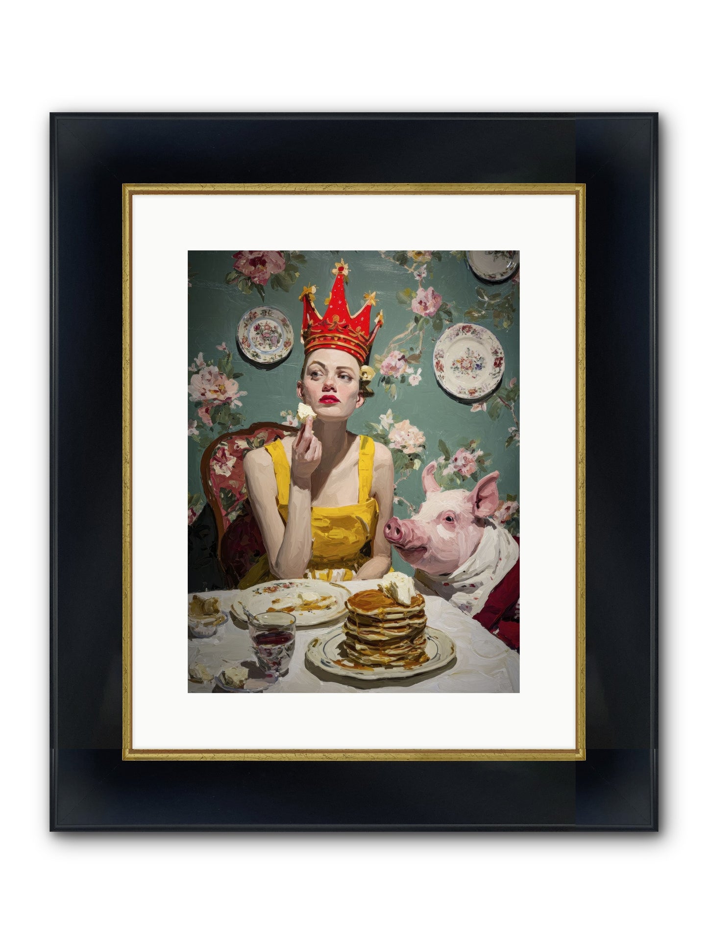 Her Flapjack Majesty's Court Framed Print - Wide Black w/Gold 12x16