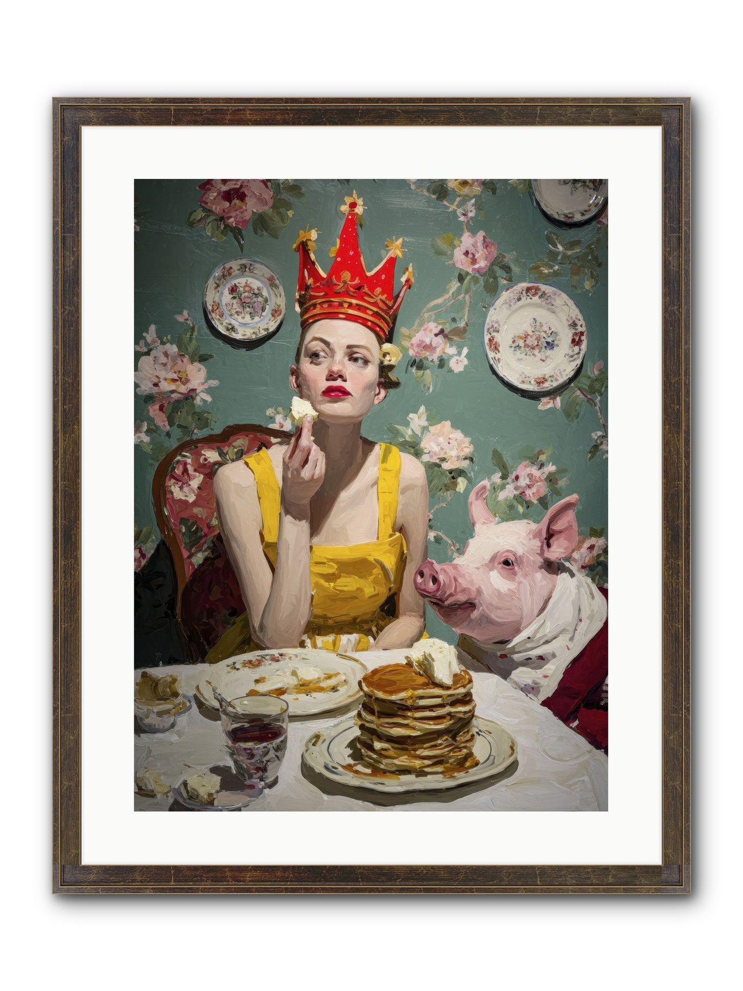 Her Flapjack Majesty's Court Framed Print - Slimwoods Black/Gold 18x24