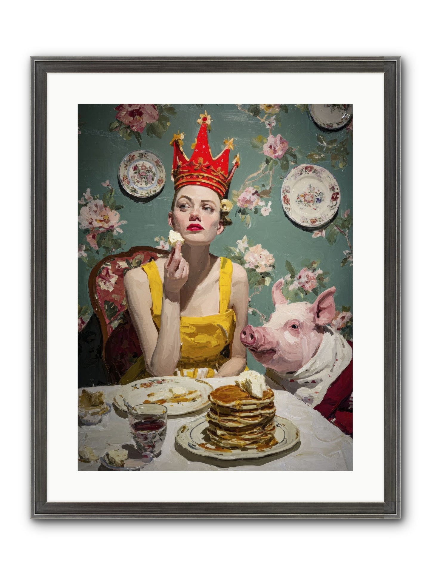 Her Flapjack Majesty's Court Framed Print - Slimwoods Black/Silver 18x24