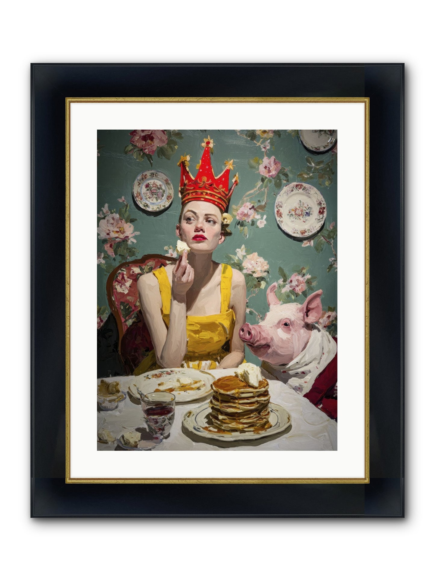Her Flapjack Majesty's Court Framed Print - Wide Black w/Gold 18x24