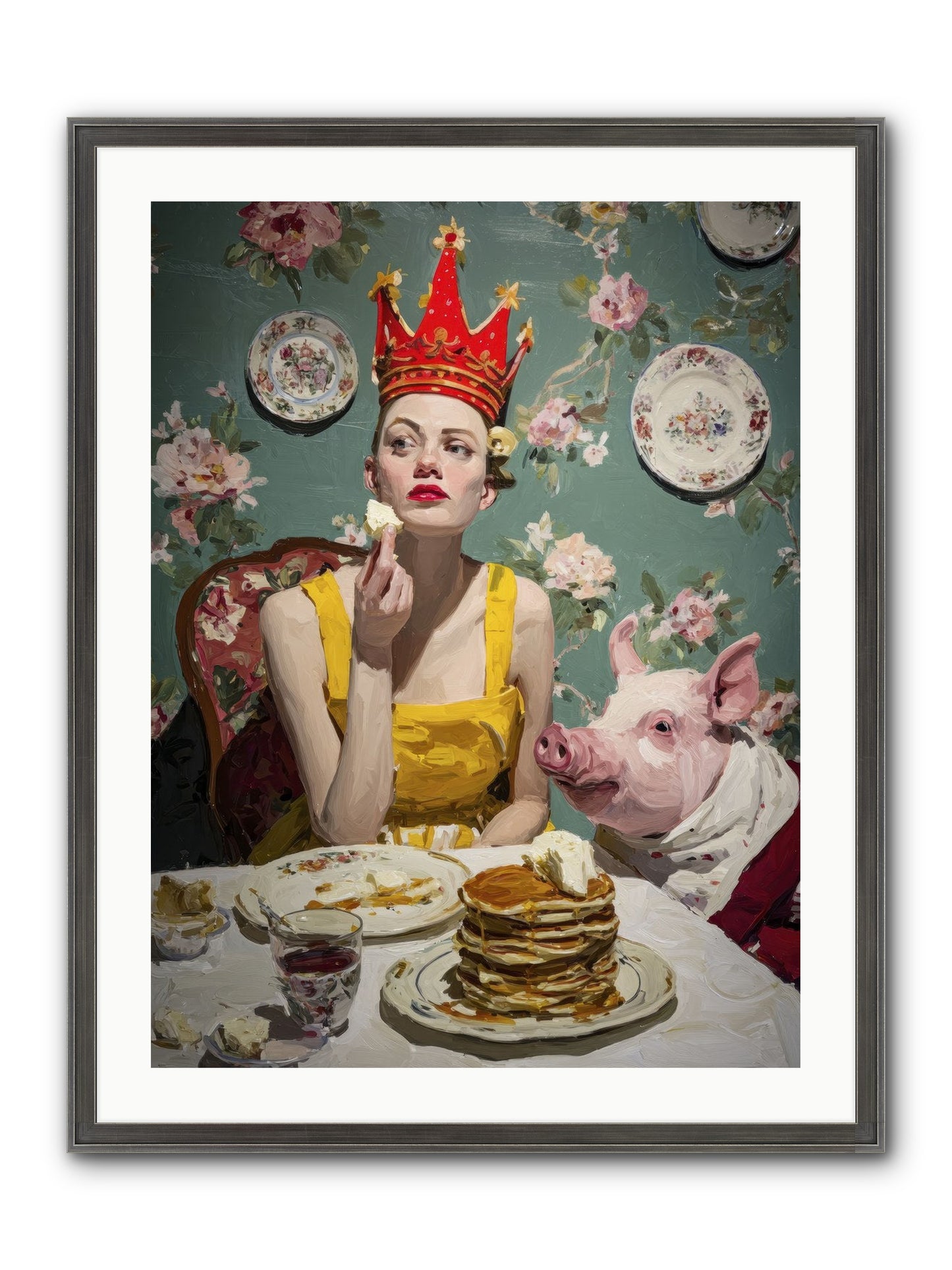 Her Flapjack Majesty's Court Framed Print - Slimwoods Black/Silver 24x32