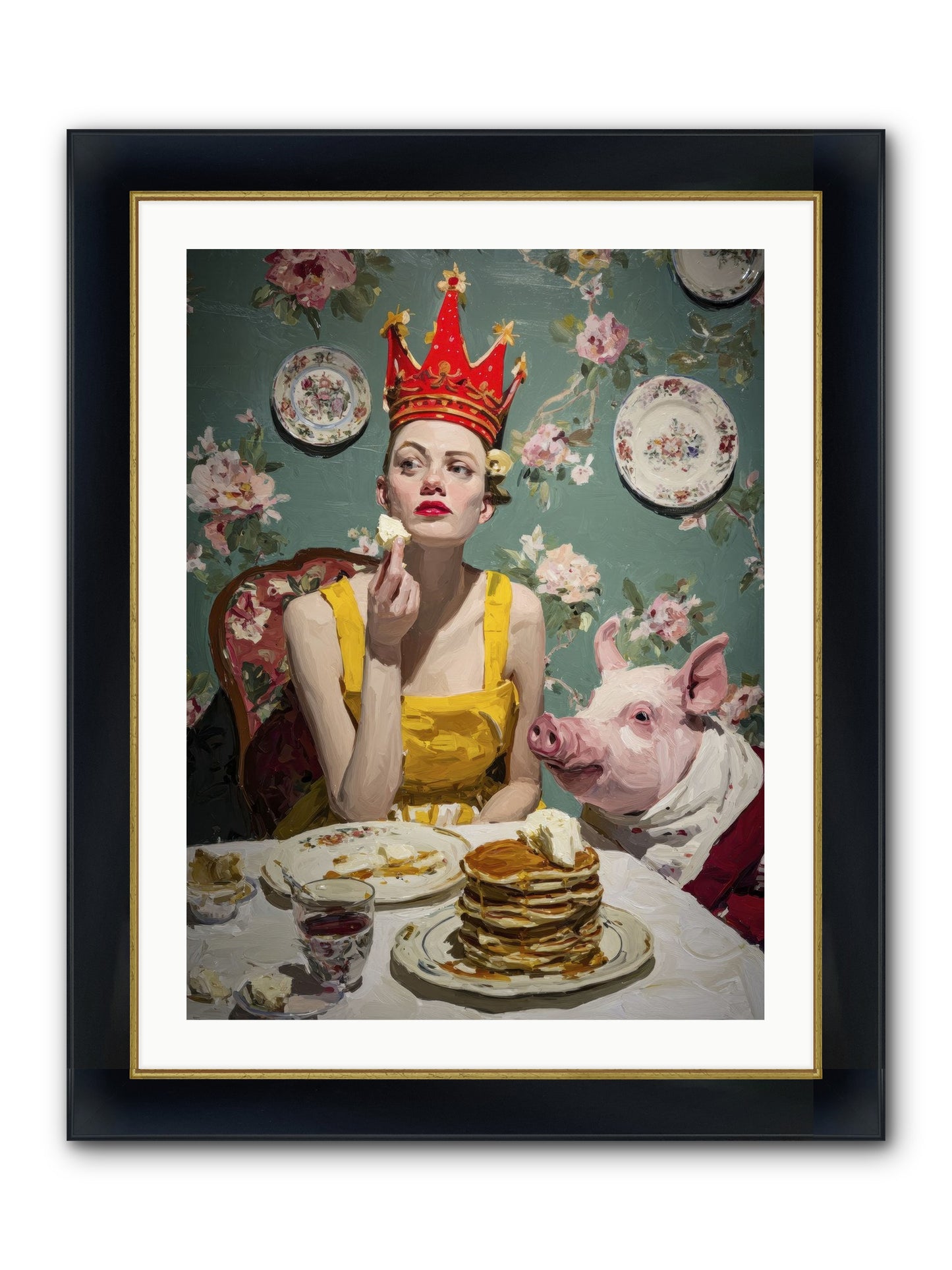 Her Flapjack Majesty's Court Framed Print - Wide Black w/Gold 24x32