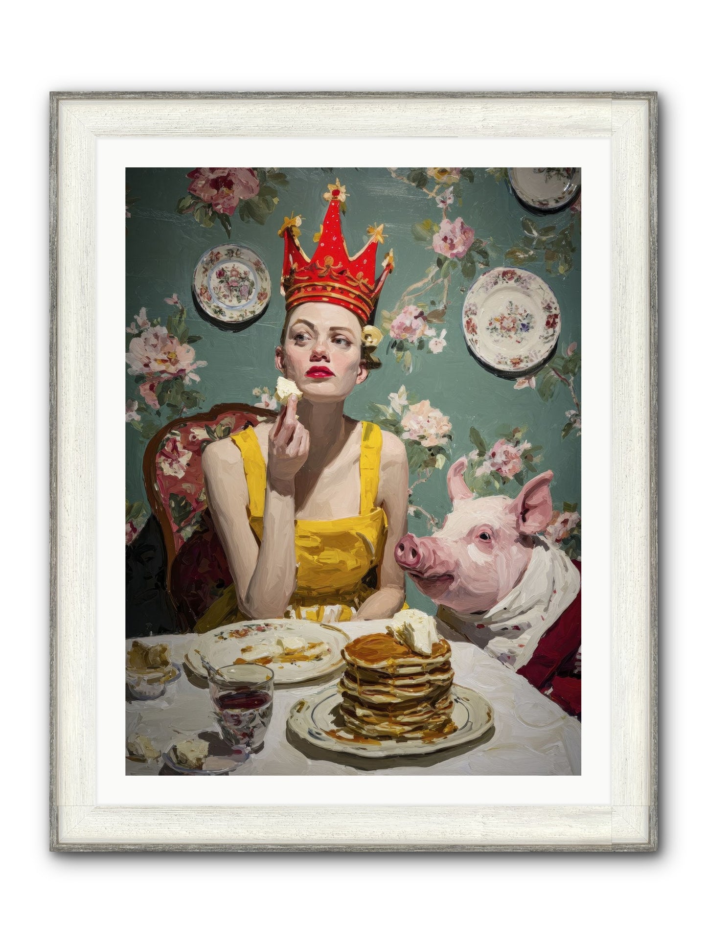 Her Flapjack Majesty's Court Framed Print - Driftwood White 30x40