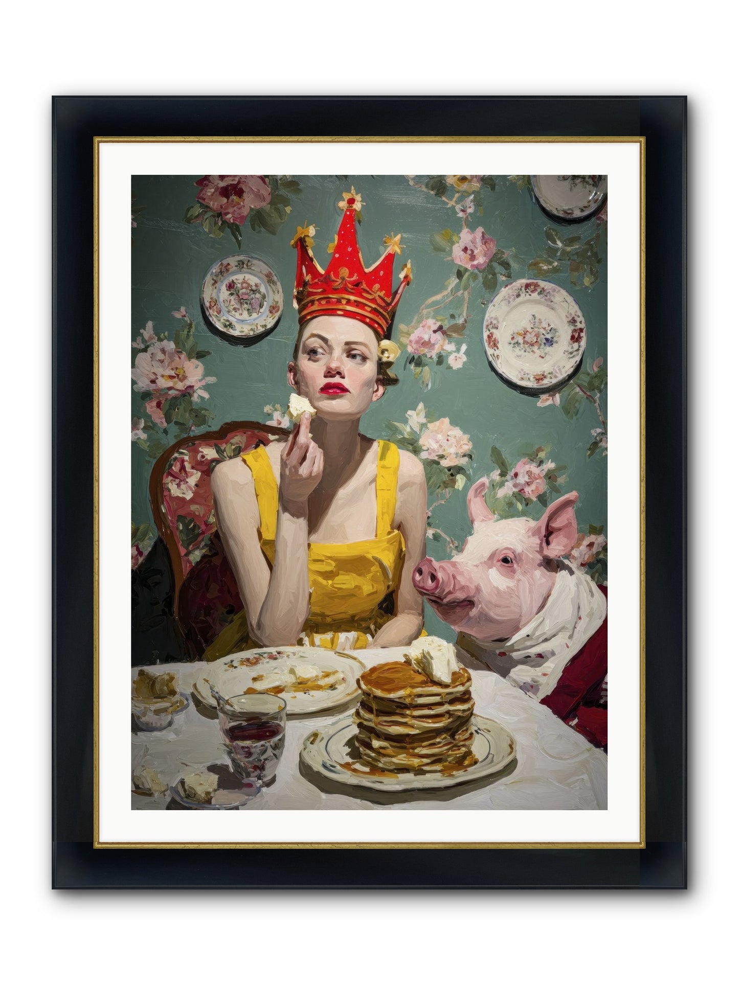 Her Flapjack Majesty's Court Framed Print - Wide Black w/Gold 30x40