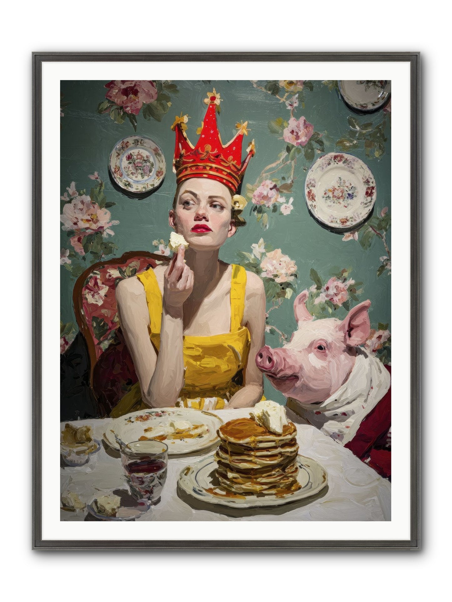 Her Flapjack Majesty's Court Framed Print - Slimwoods Black/Silver 36x48