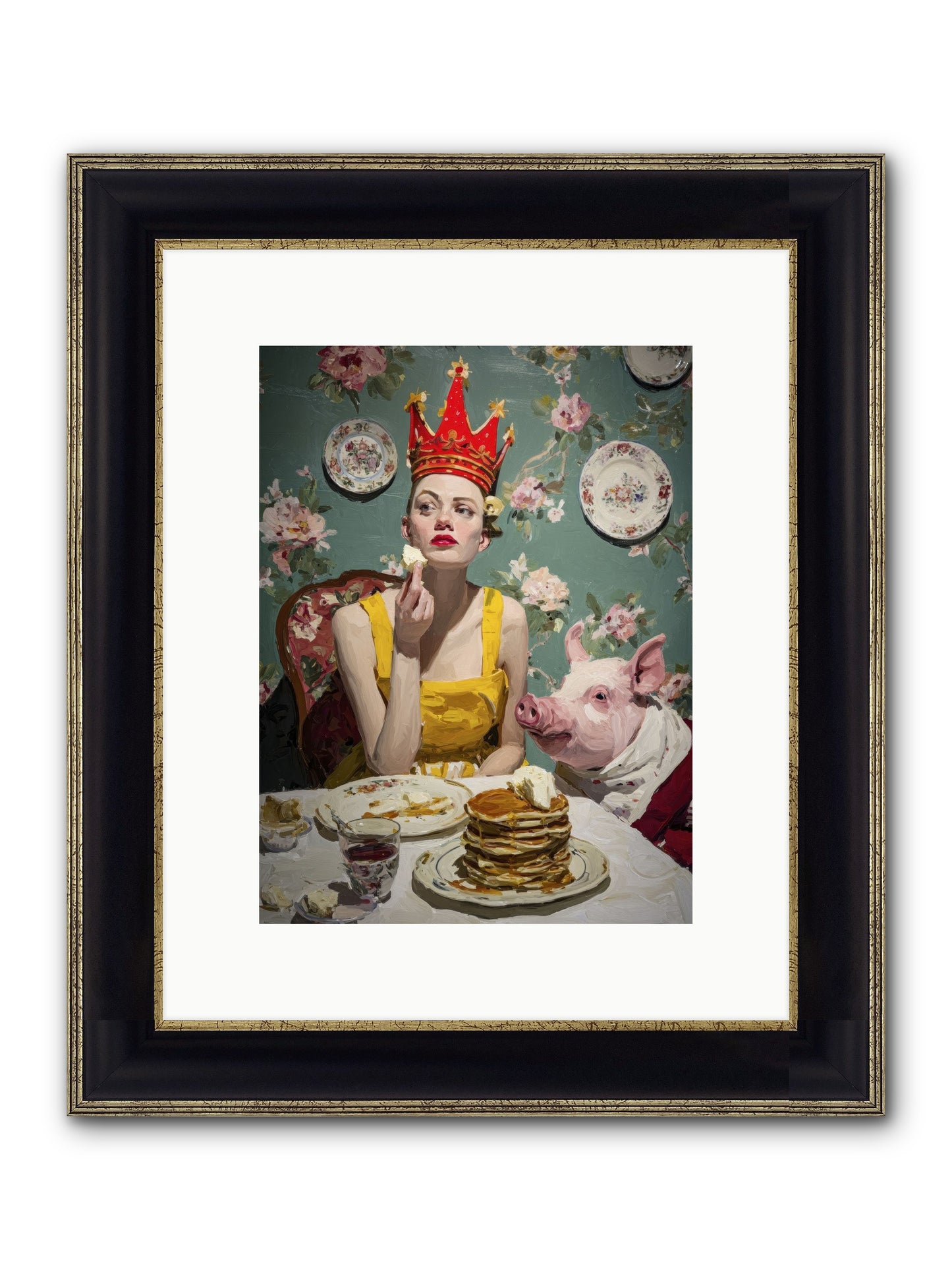 Her Flapjack Majesty's Court Framed Print - Black & Gold 9x12