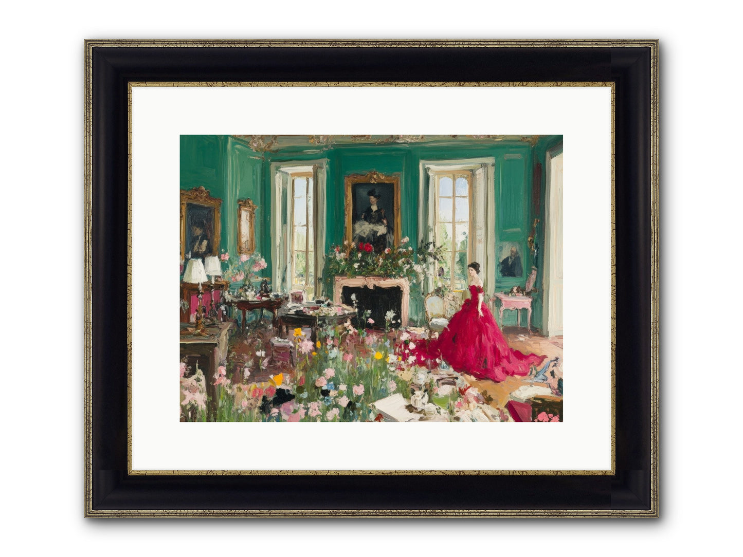 Her Garden Couldn't Wait Framed Print - Black & Gold 16x12