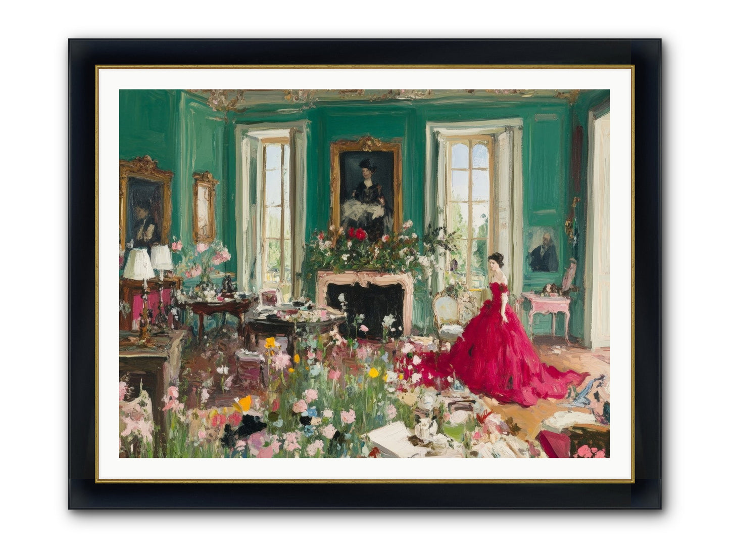 Her Garden Couldn't Wait Framed Print - Wide Black w/Gold 48x36