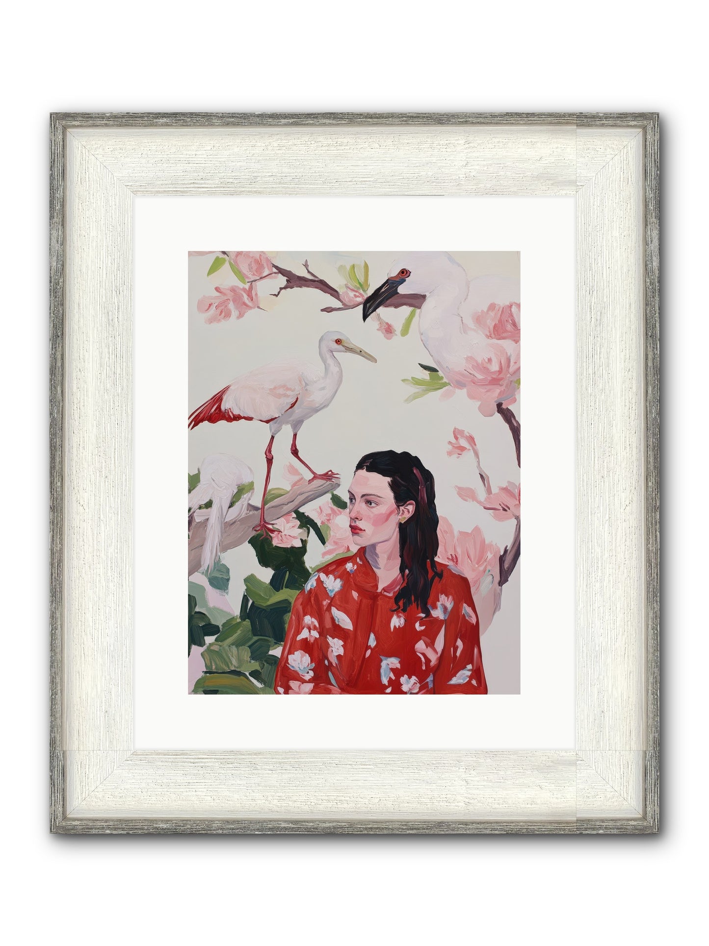 Her Garden's Guests Framed Print - Driftwood White 12x16