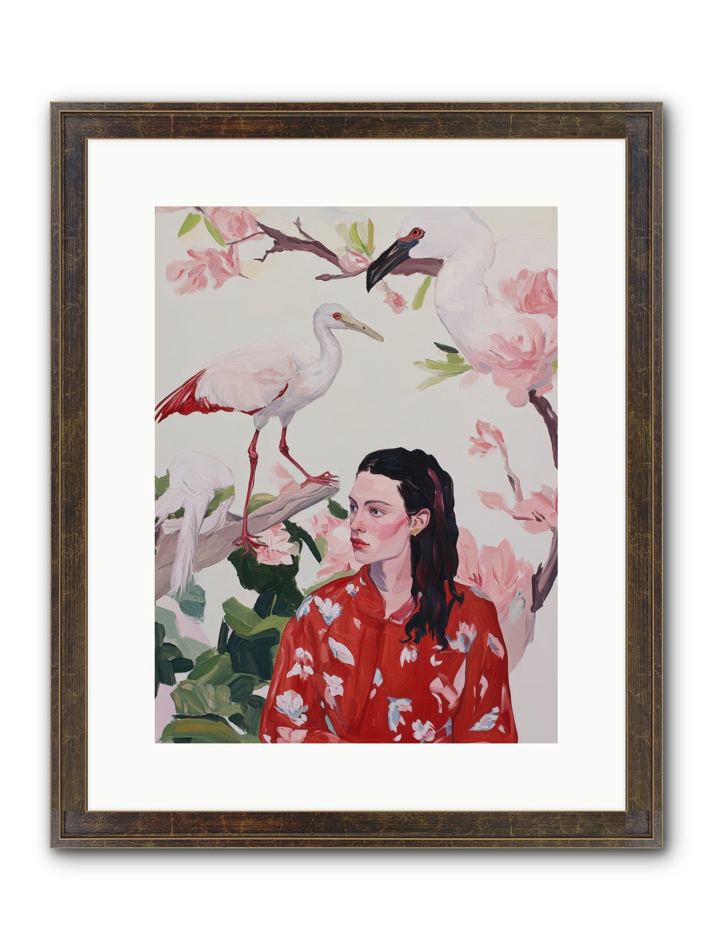 Her Garden's Guests Framed Print - Slimwoods Black/Gold 12x16
