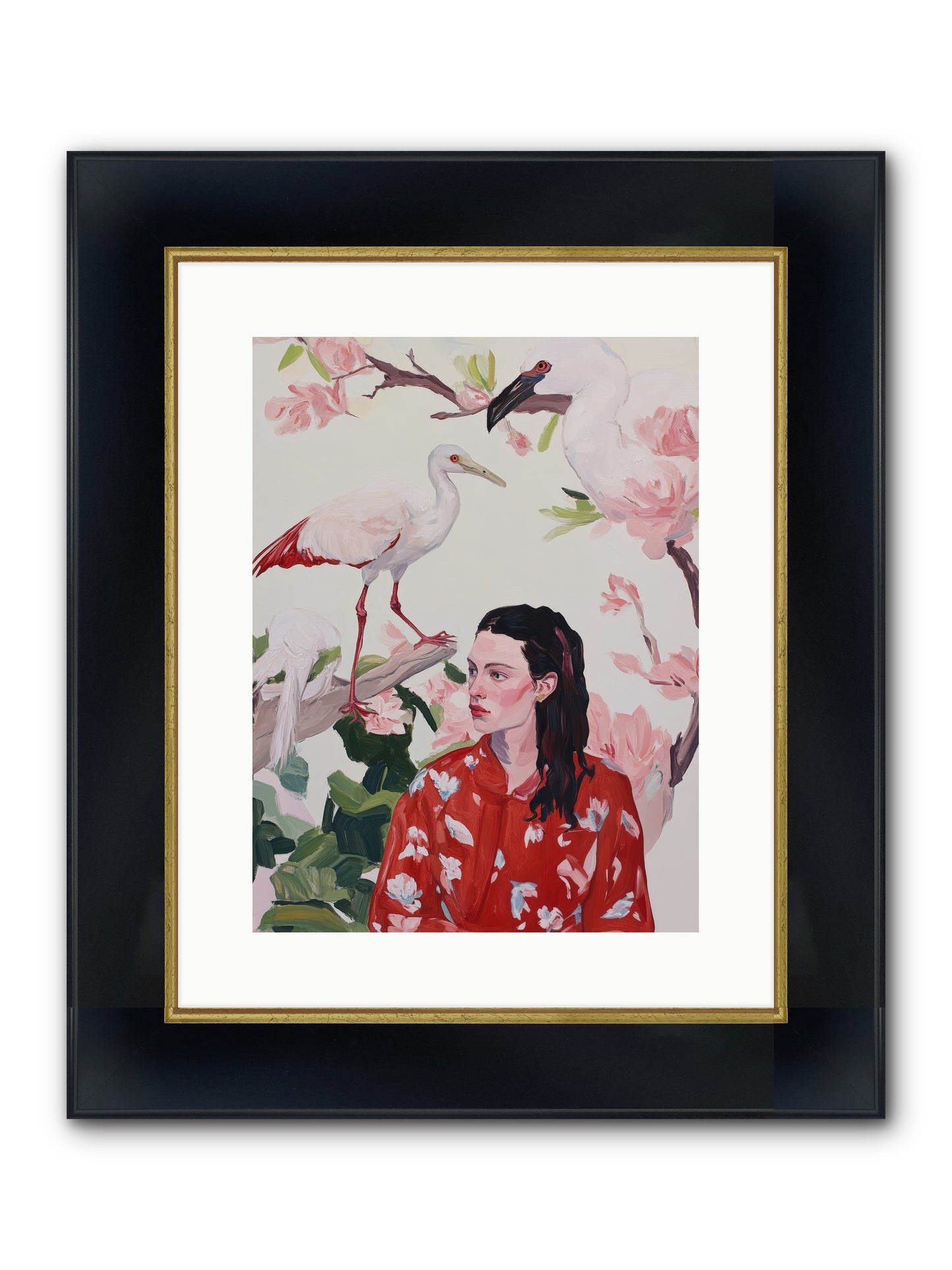 Her Garden's Guests Framed Print - Wide Black w/Gold 12x16