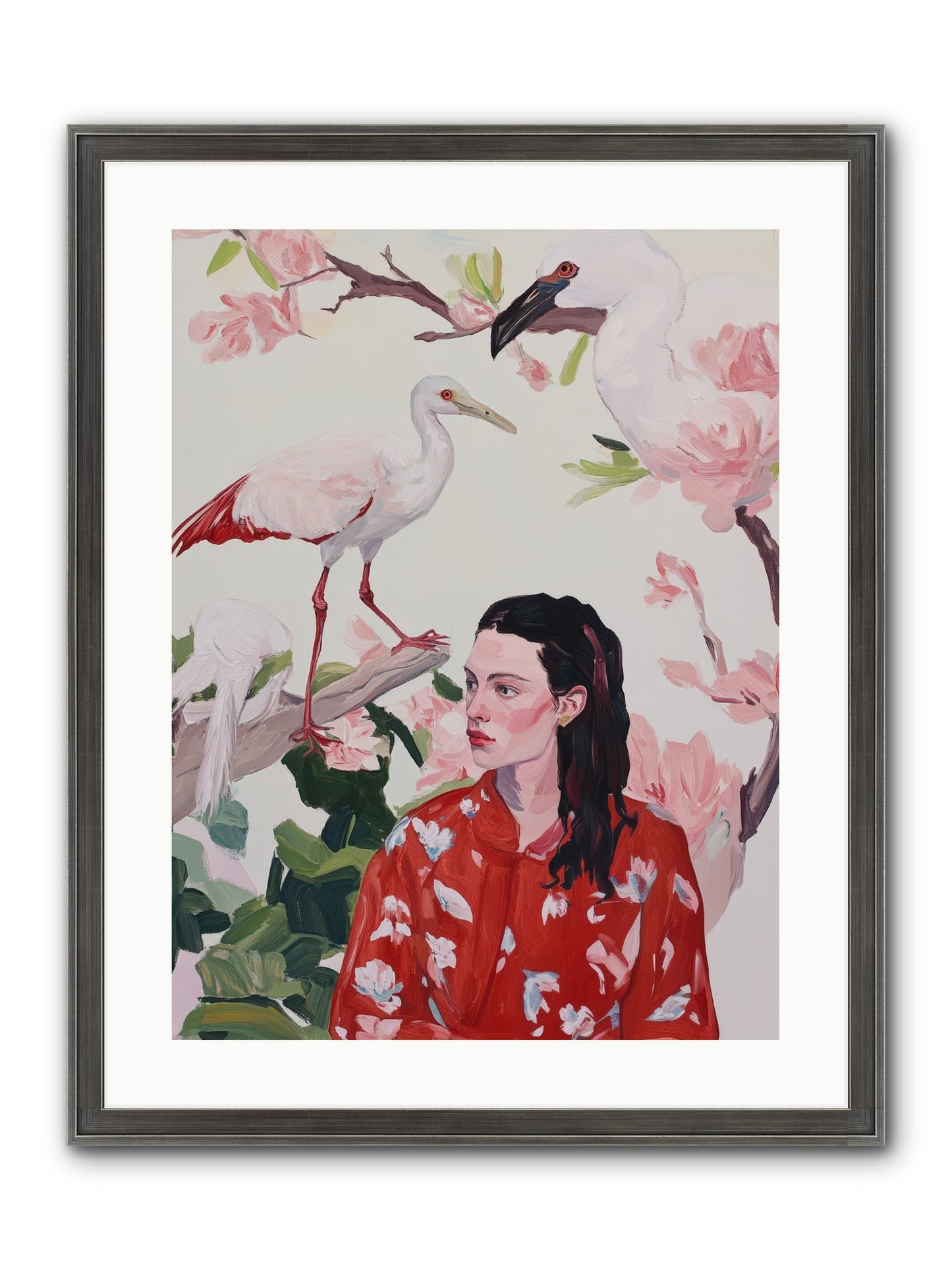 Her Garden's Guests Framed Print - Slimwoods Black/Silver 18x24