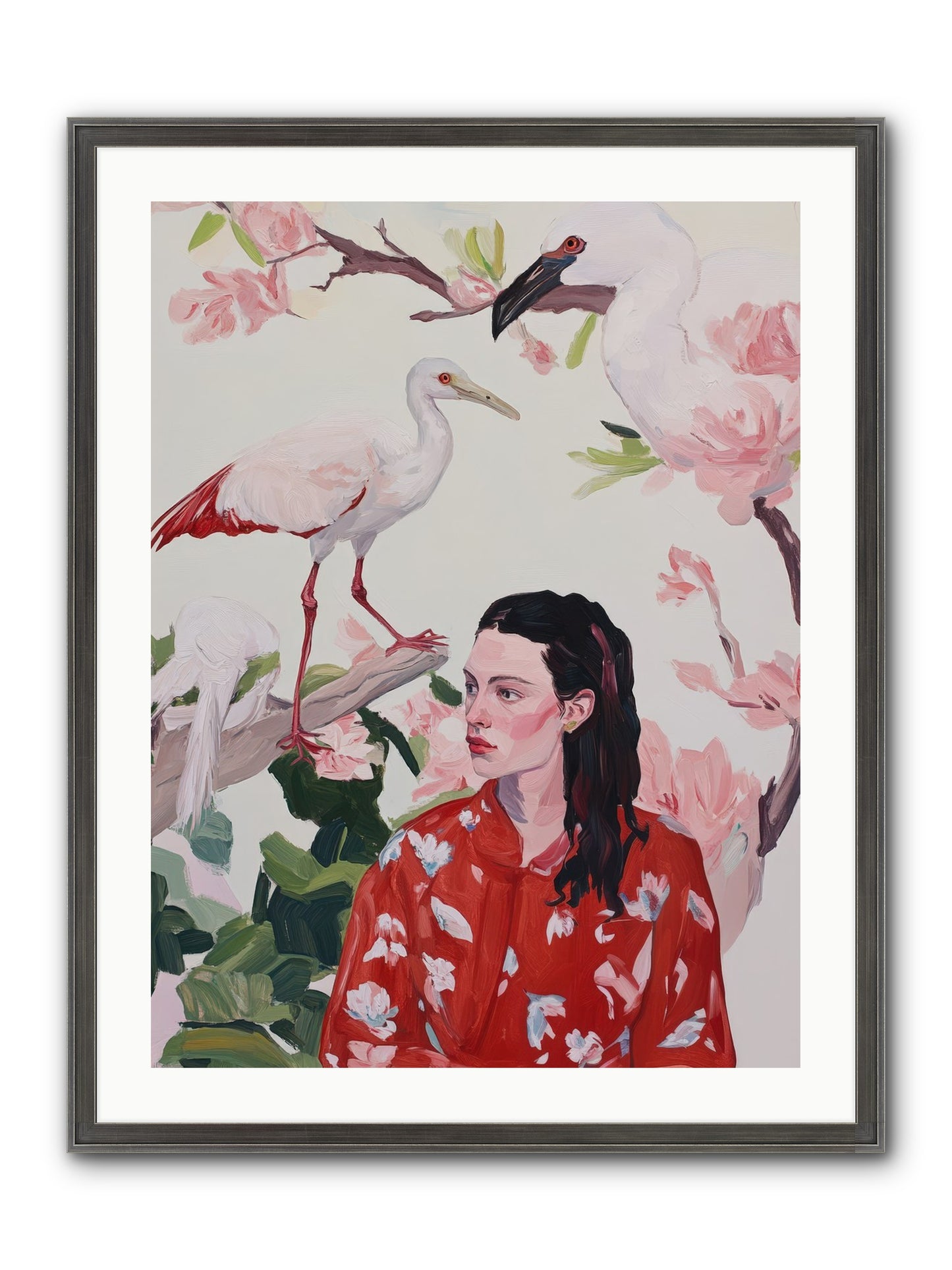 Her Garden's Guests Framed Print - Slimwoods Black/Silver 24x32