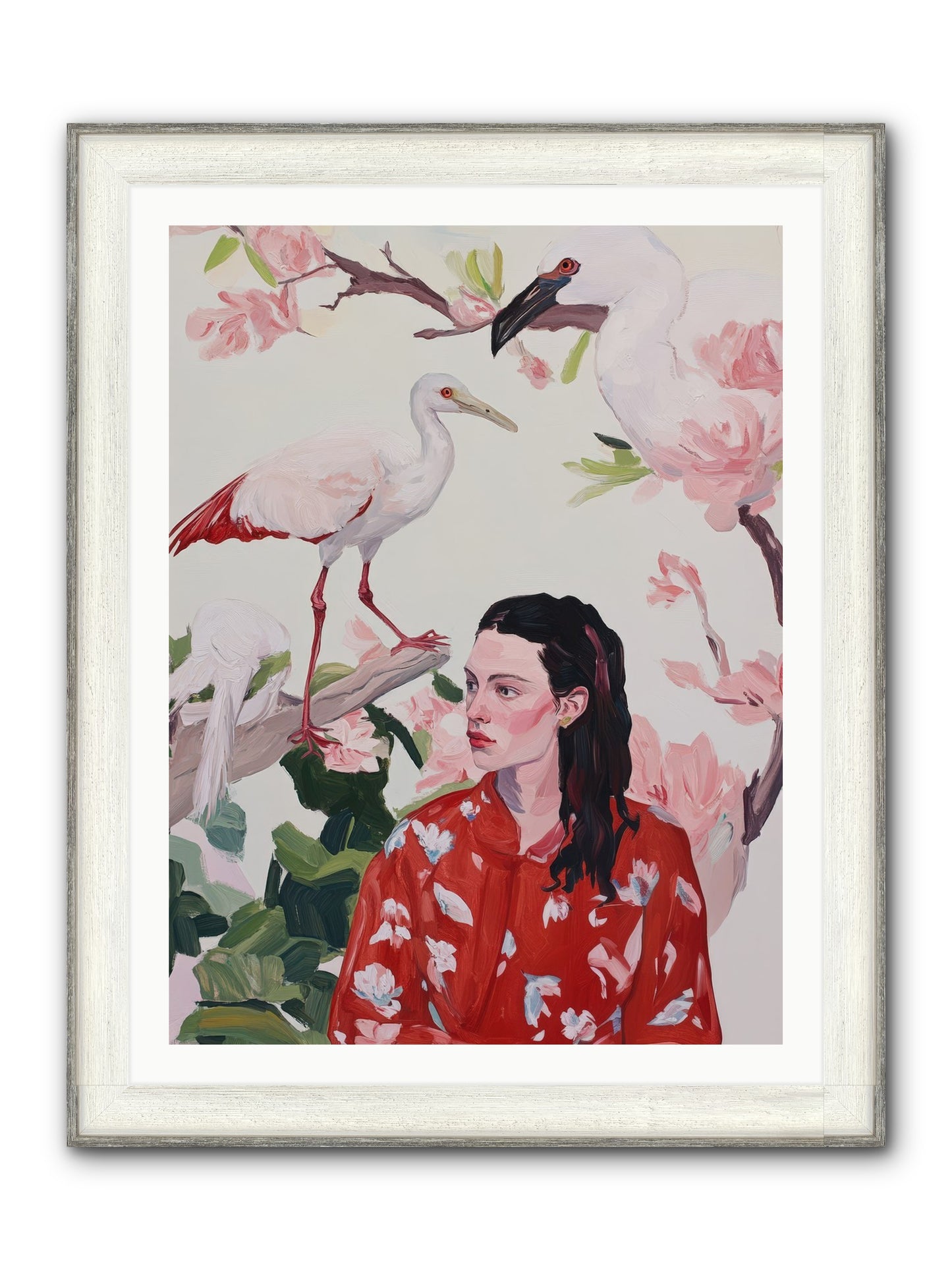 Her Garden's Guests Framed Print - Driftwood White 30x40