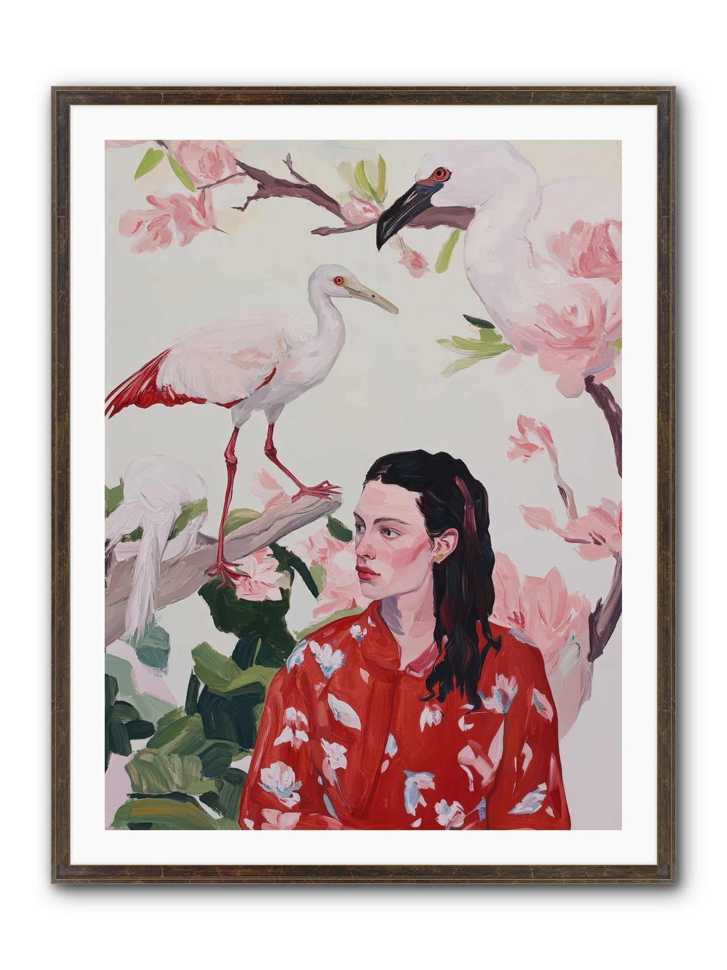 Her Garden's Guests Framed Print - Slimwoods Black/Gold 30x40