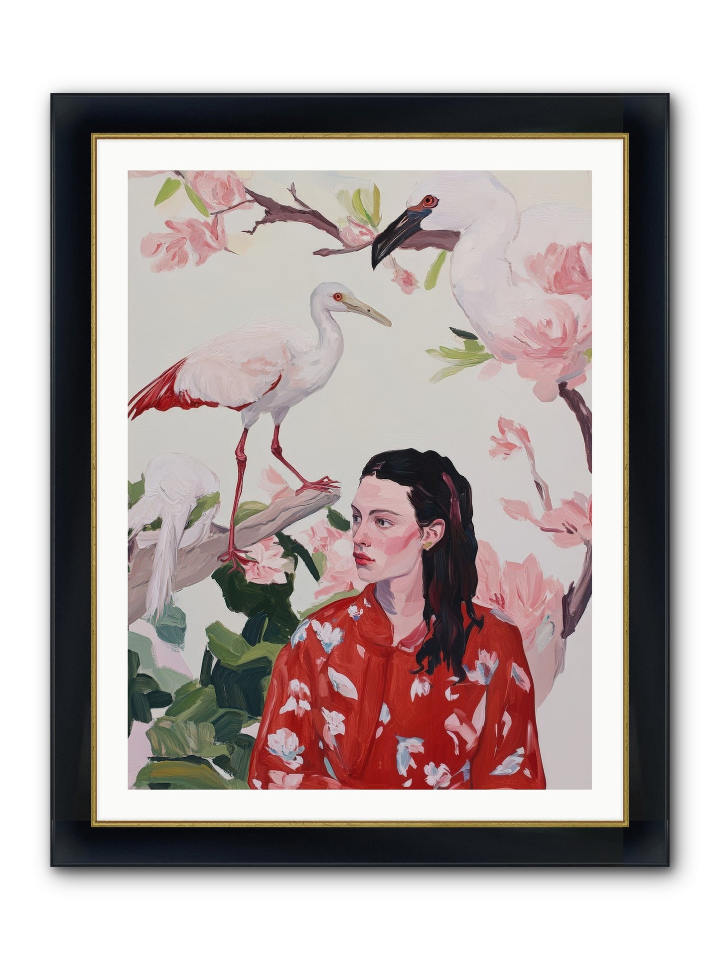 Her Garden's Guests Framed Print - Wide Black w/Gold 30x40