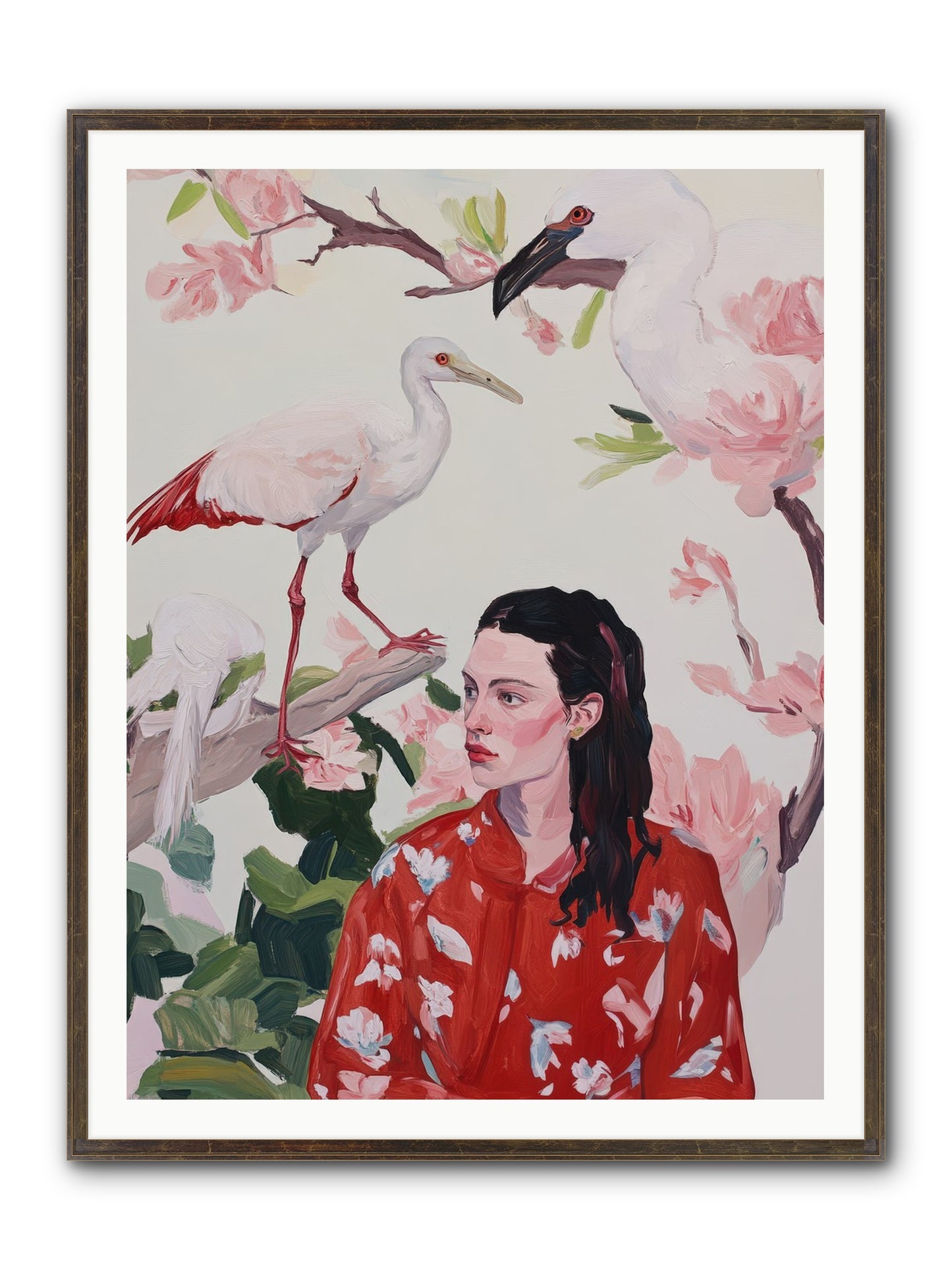 Her Garden's Guests Framed Print - Slimwoods Black/Gold 36x48