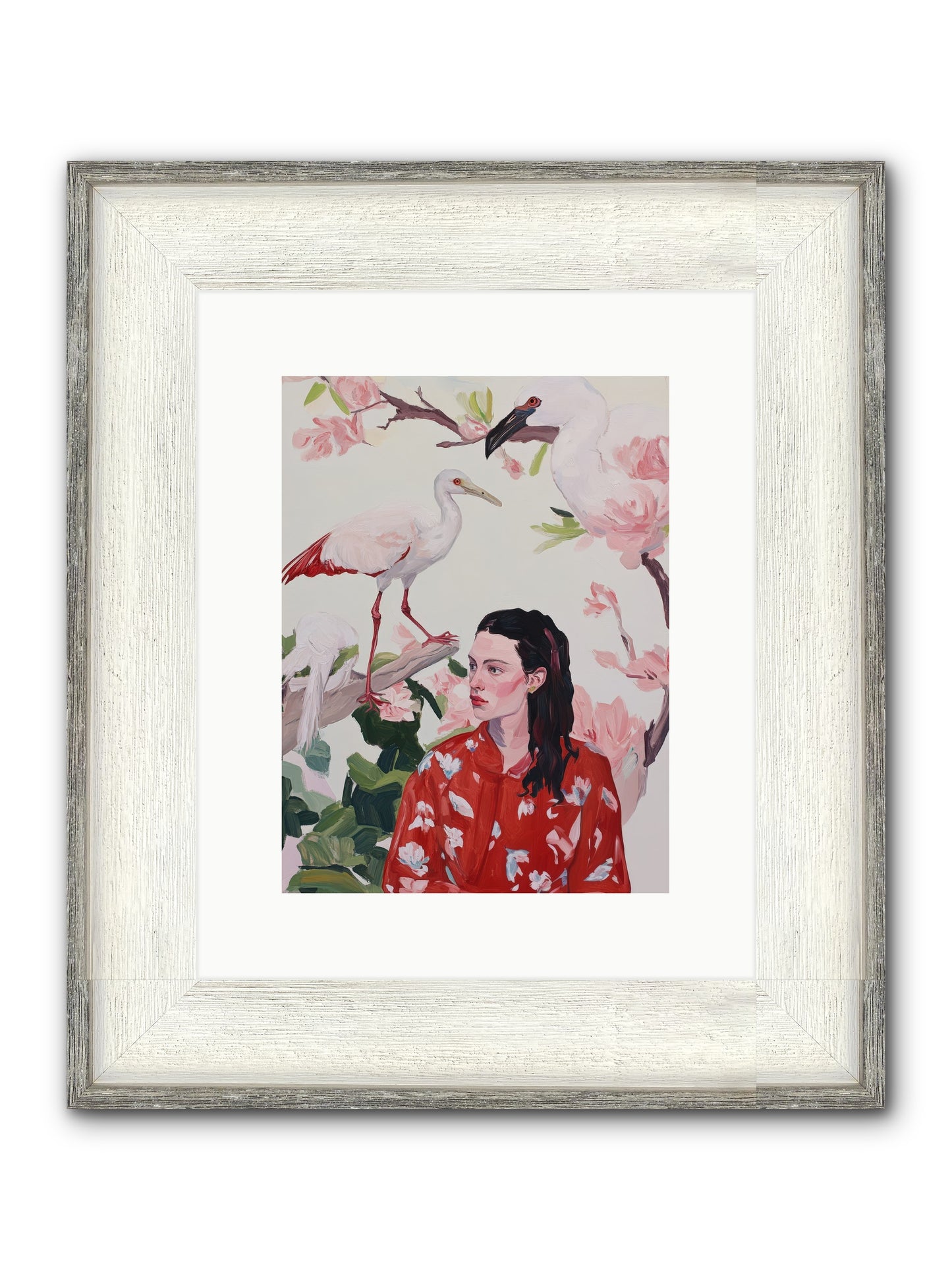Her Garden's Guests Framed Print - Driftwood White 9x12