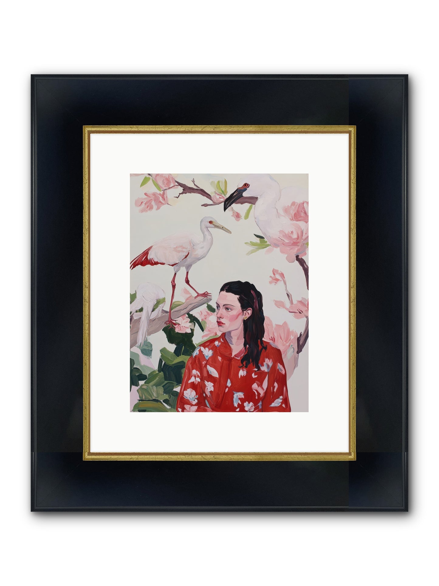 Her Garden's Guests Framed Print - Wide Black w/Gold 9x12