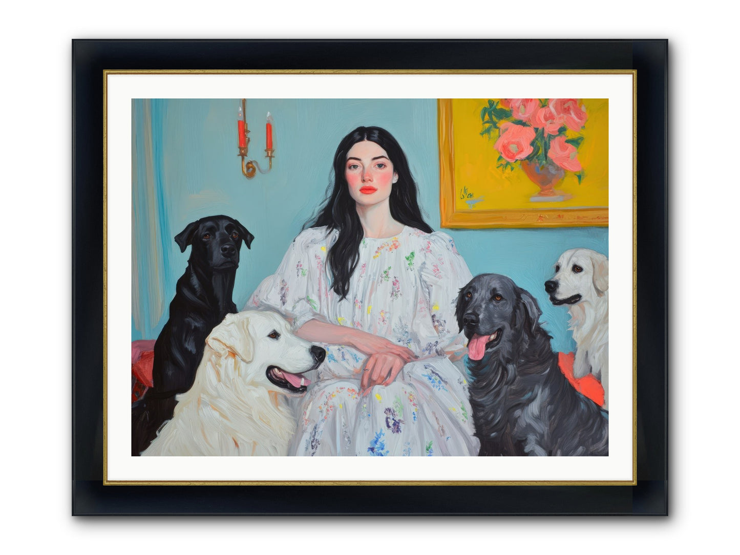 Her Hours Were Silver Framed Print - Wide Black w/Gold 40x30