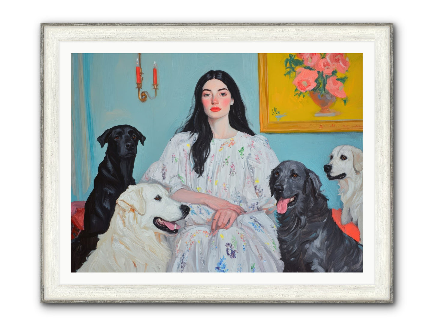 Her Hours Were Silver Framed Print - Driftwood White 48x36