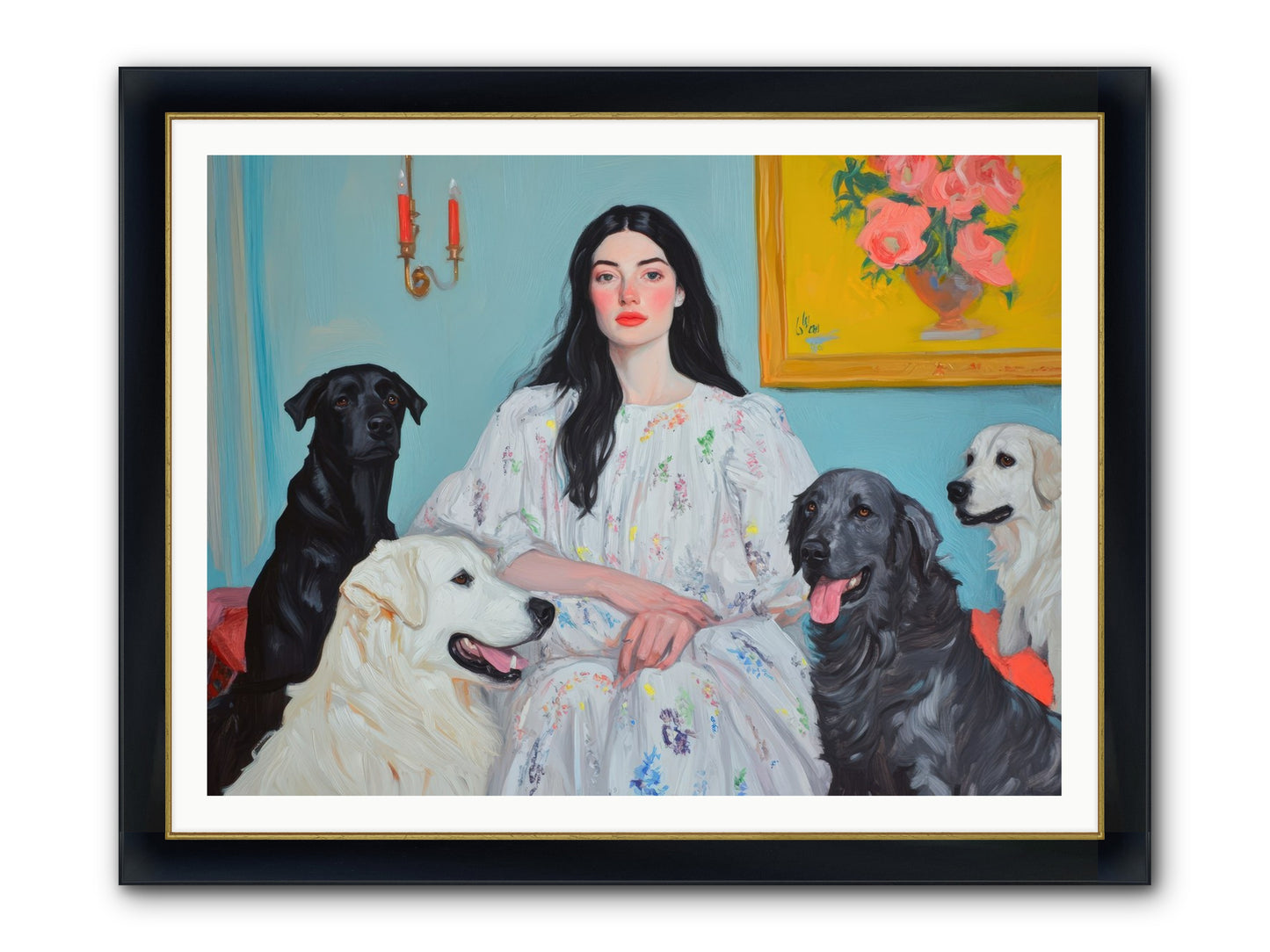 Her Hours Were Silver Framed Print - Wide Black w/Gold 48x36
