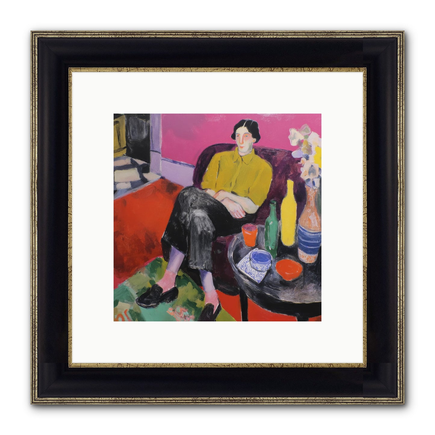 Her Language Framed Print - Black & Gold 10x10