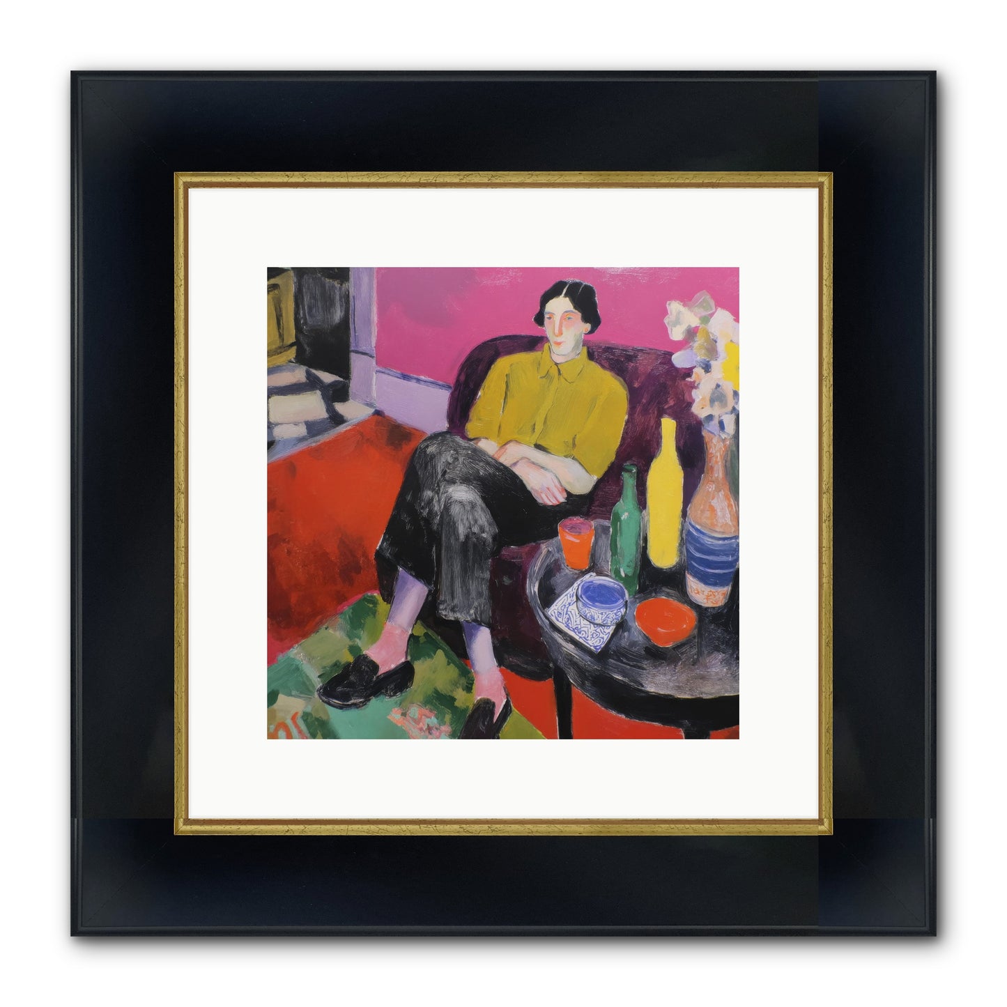 Her Language Framed Print - Wide Black w/Gold 12x12