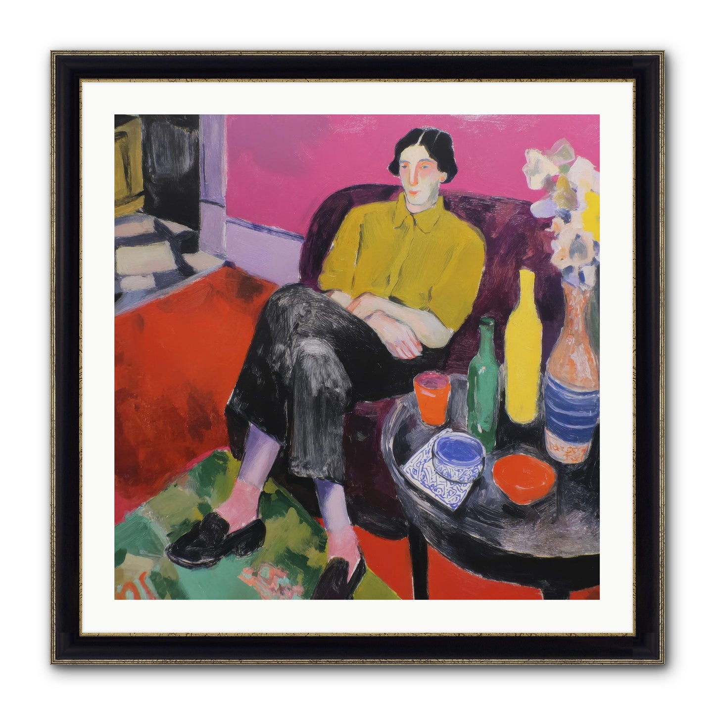 Her Language Framed Print - Black & Gold 30x30