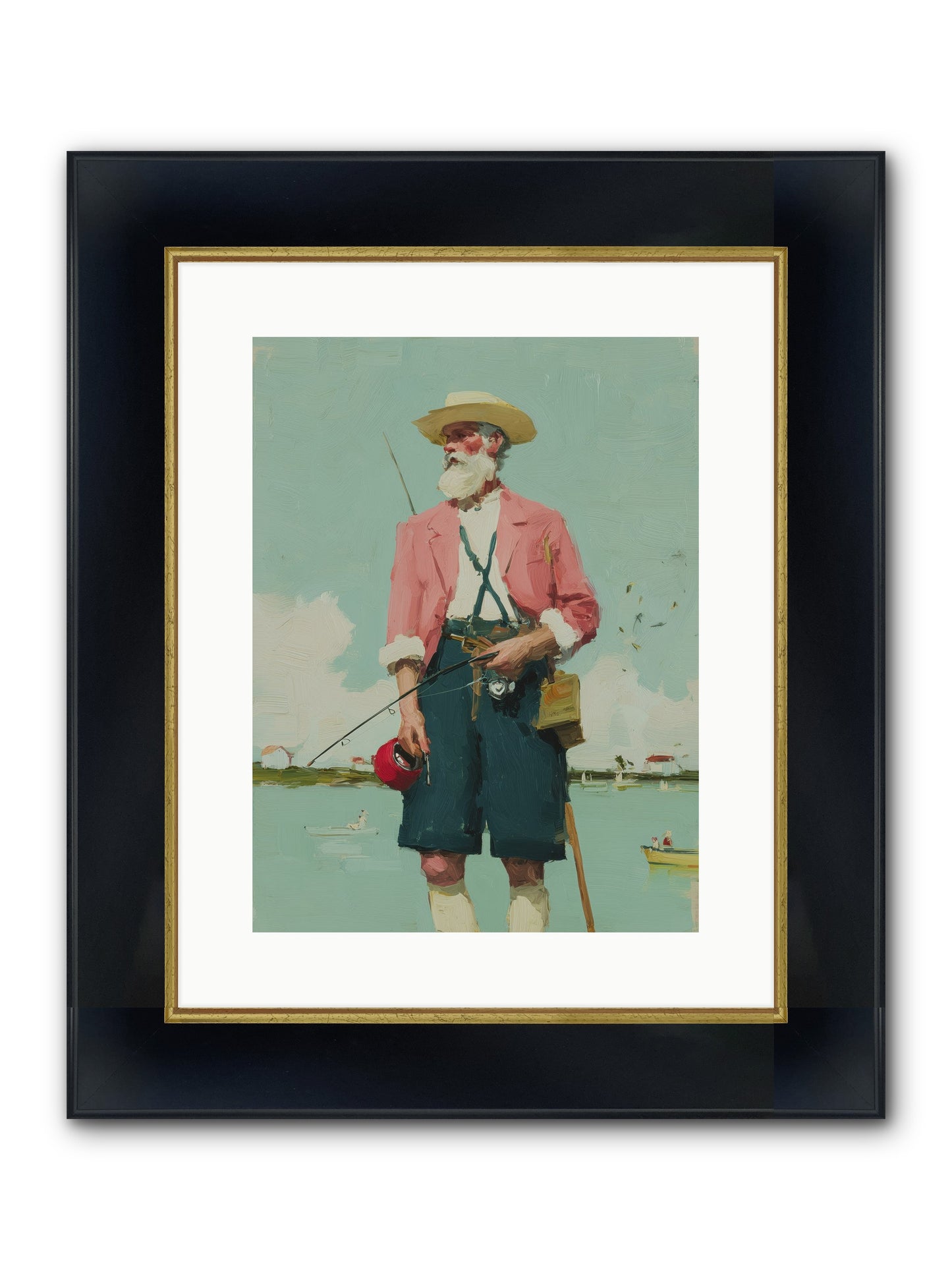 Hidden Catch Framed Print - Wide Black w/Gold 12x16