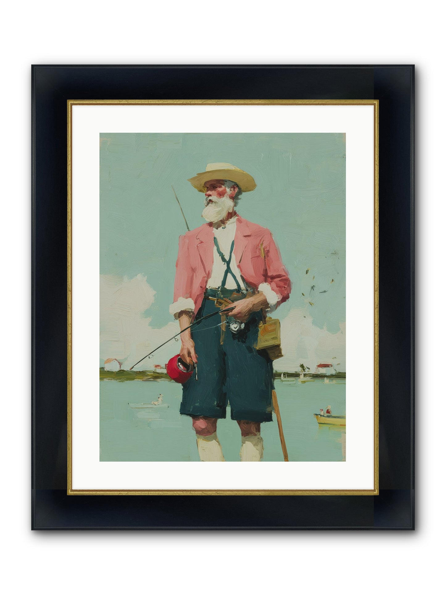Hidden Catch Framed Print - Wide Black w/Gold 18x24