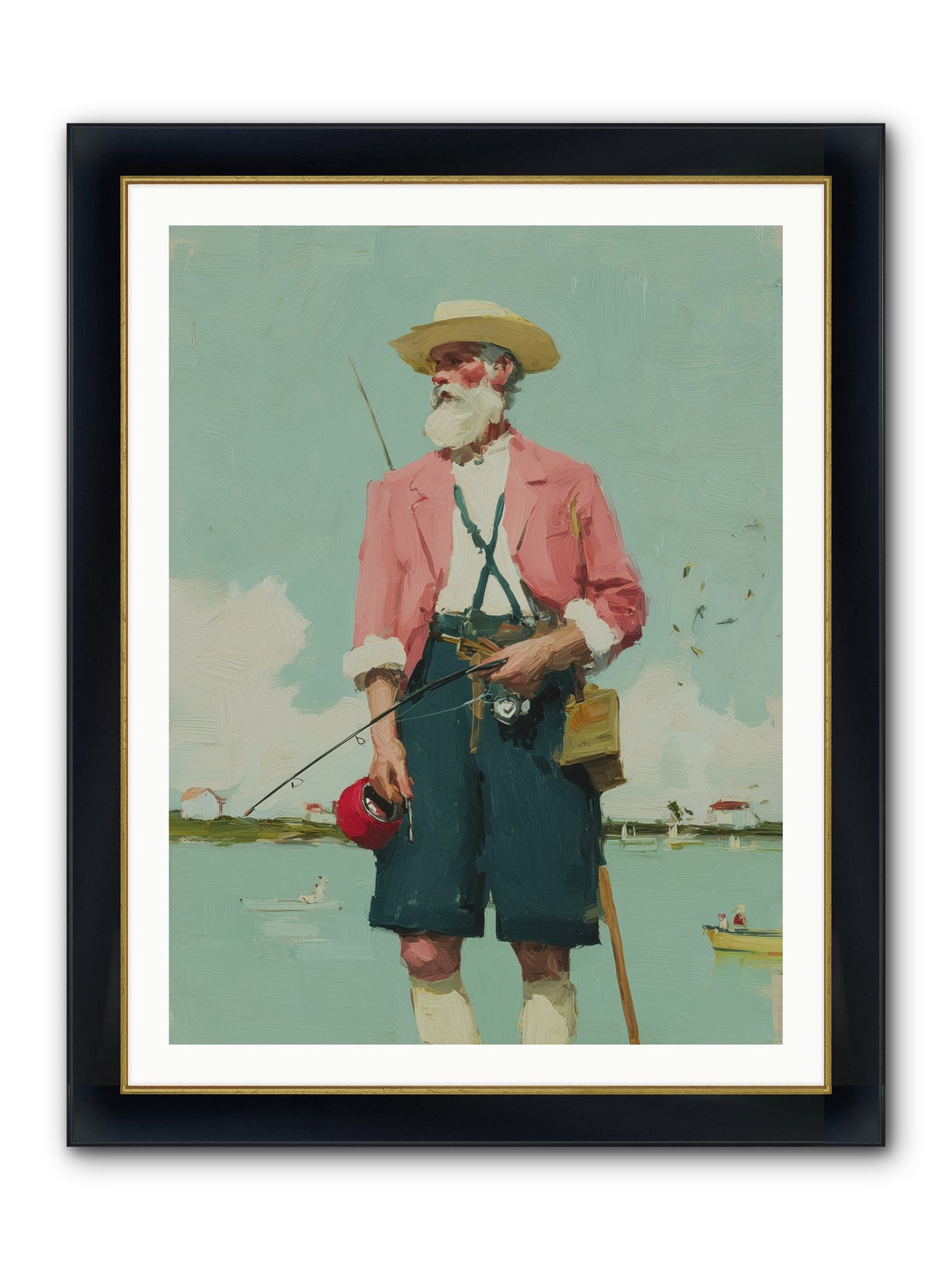 Hidden Catch Framed Print - Wide Black w/Gold 30x40