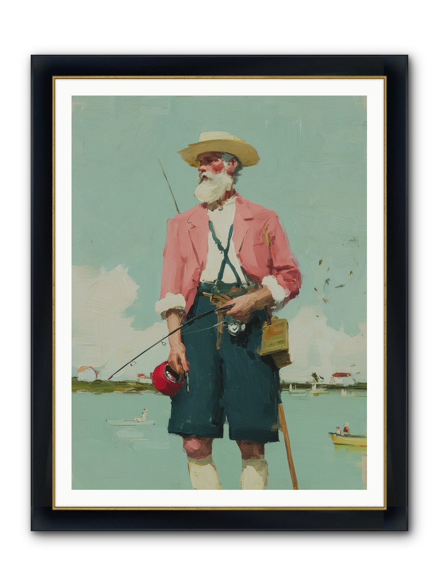 Hidden Catch Framed Print - Wide Black w/Gold 36x48