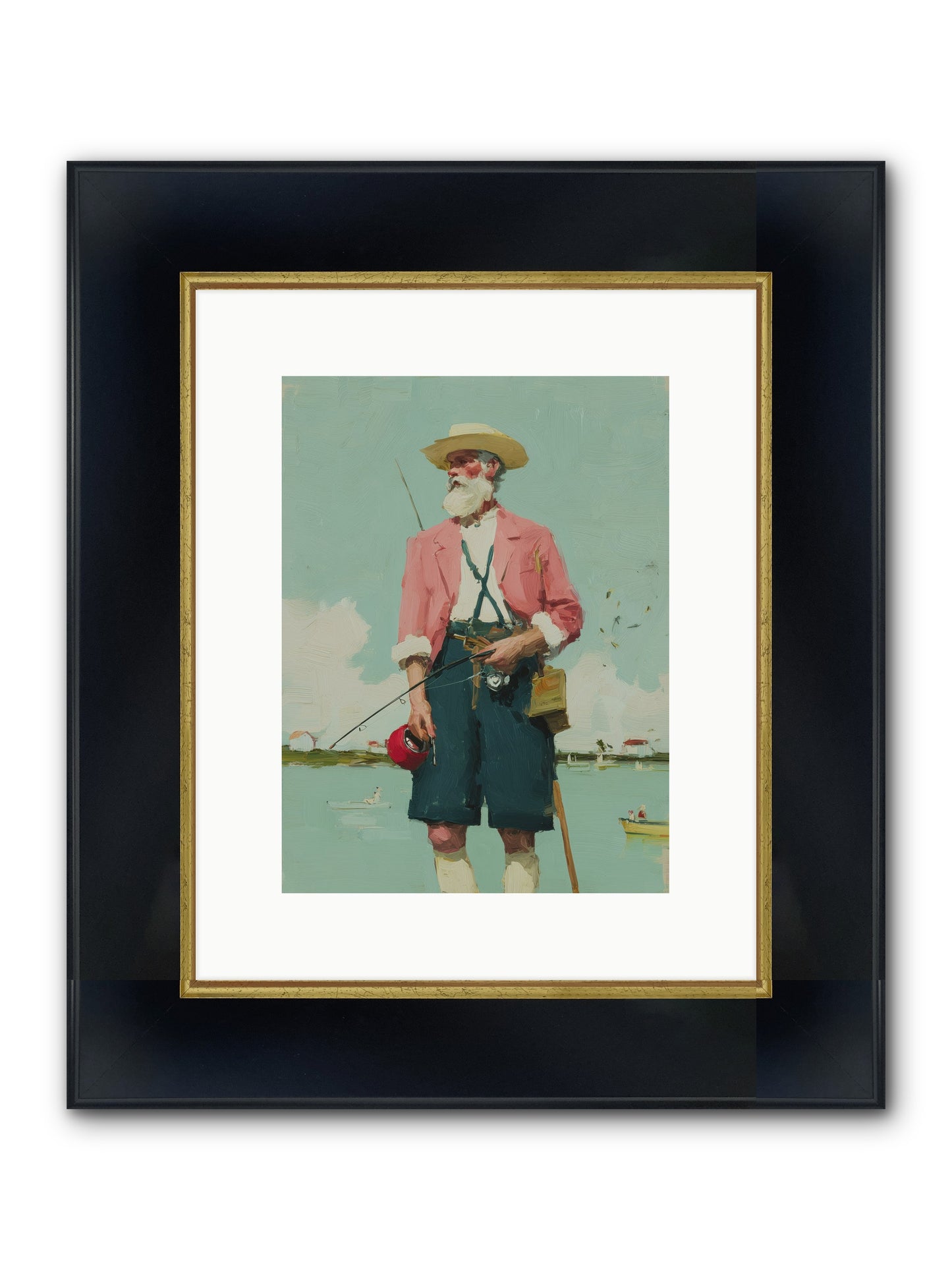 Hidden Catch Framed Print - Wide Black w/Gold 9x12