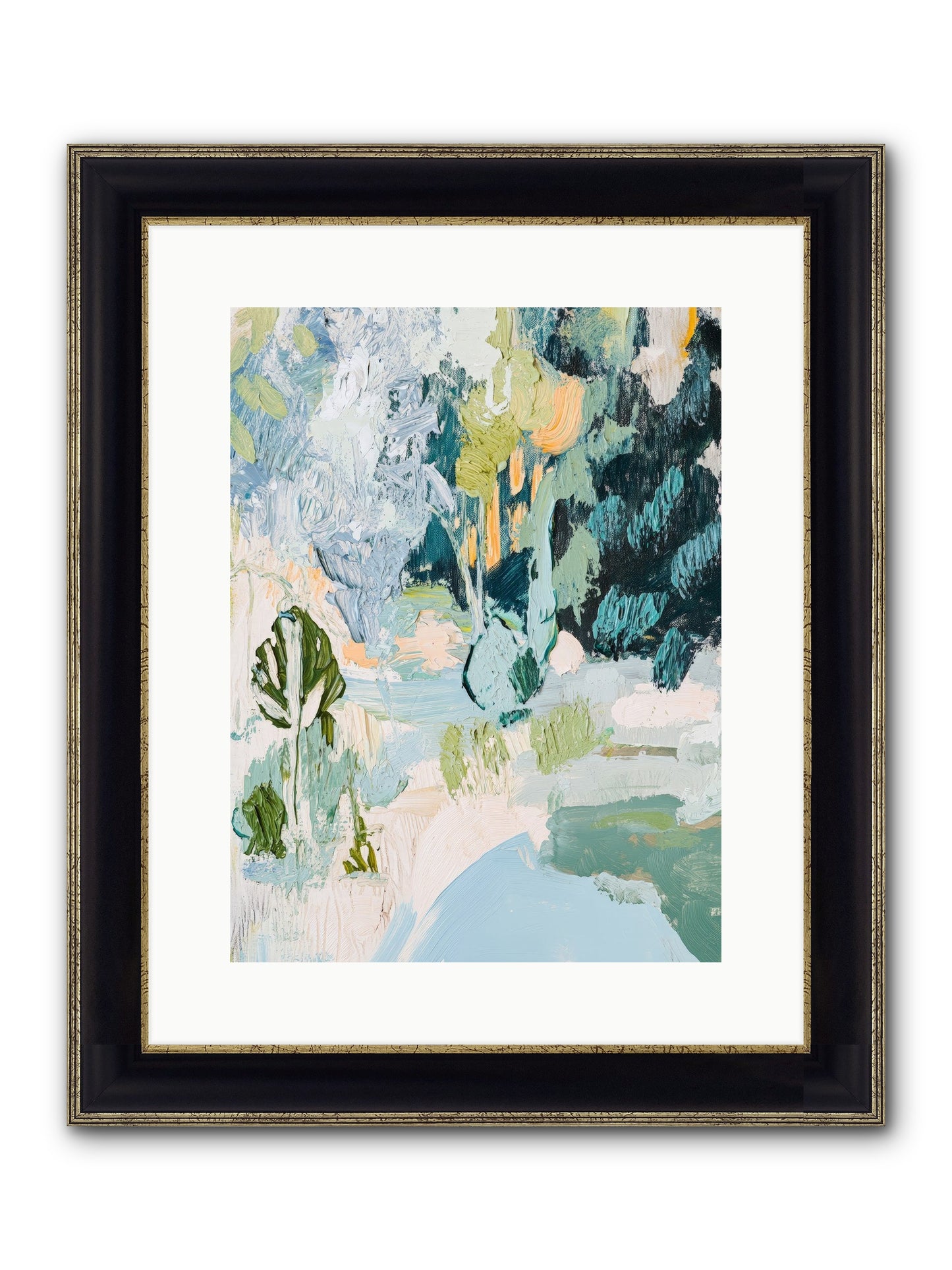 Hidden Forest Corridor Framed Print - Black & Gold 12x16