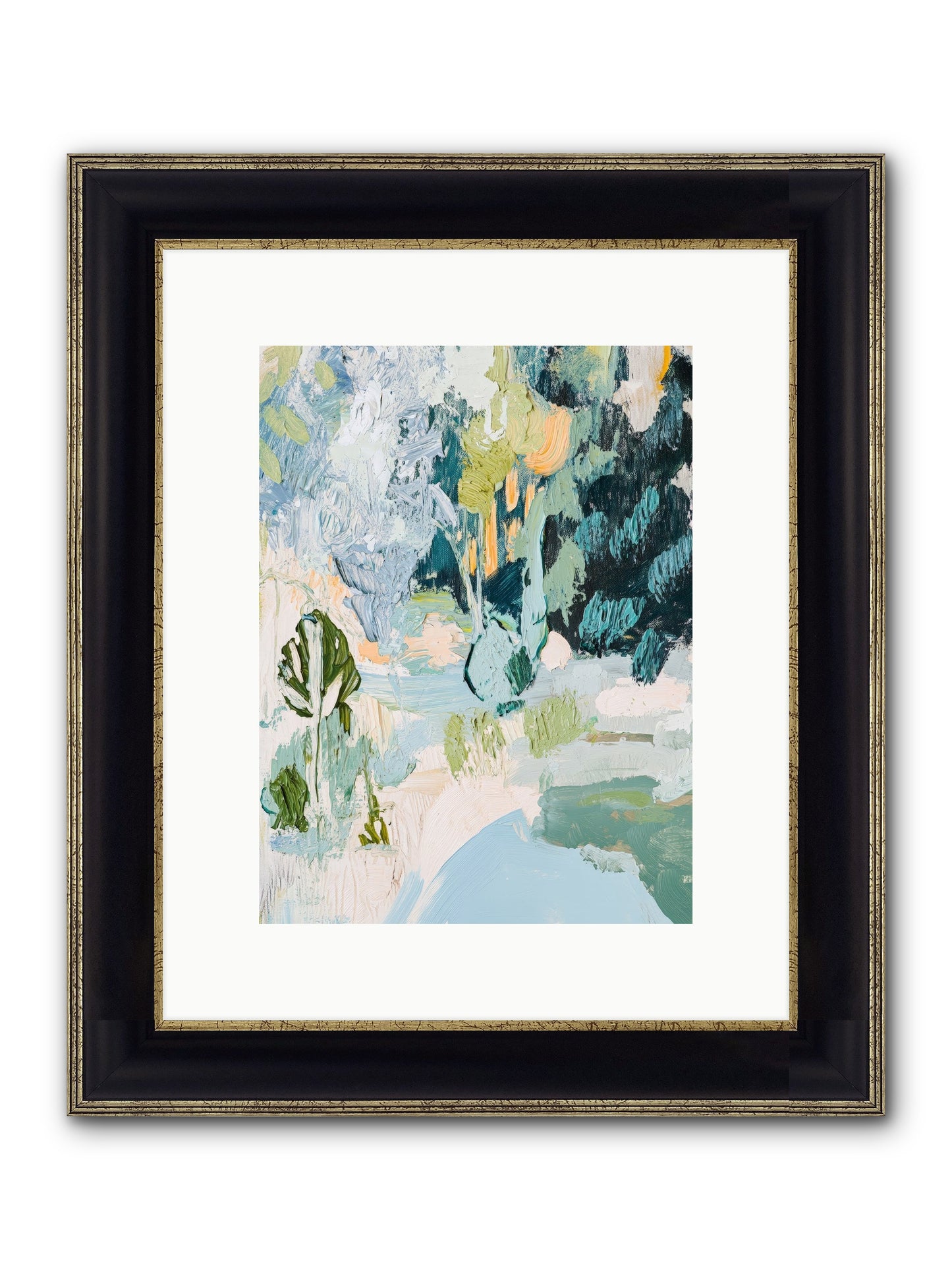 Hidden Forest Corridor Framed Print - Black & Gold 9x12