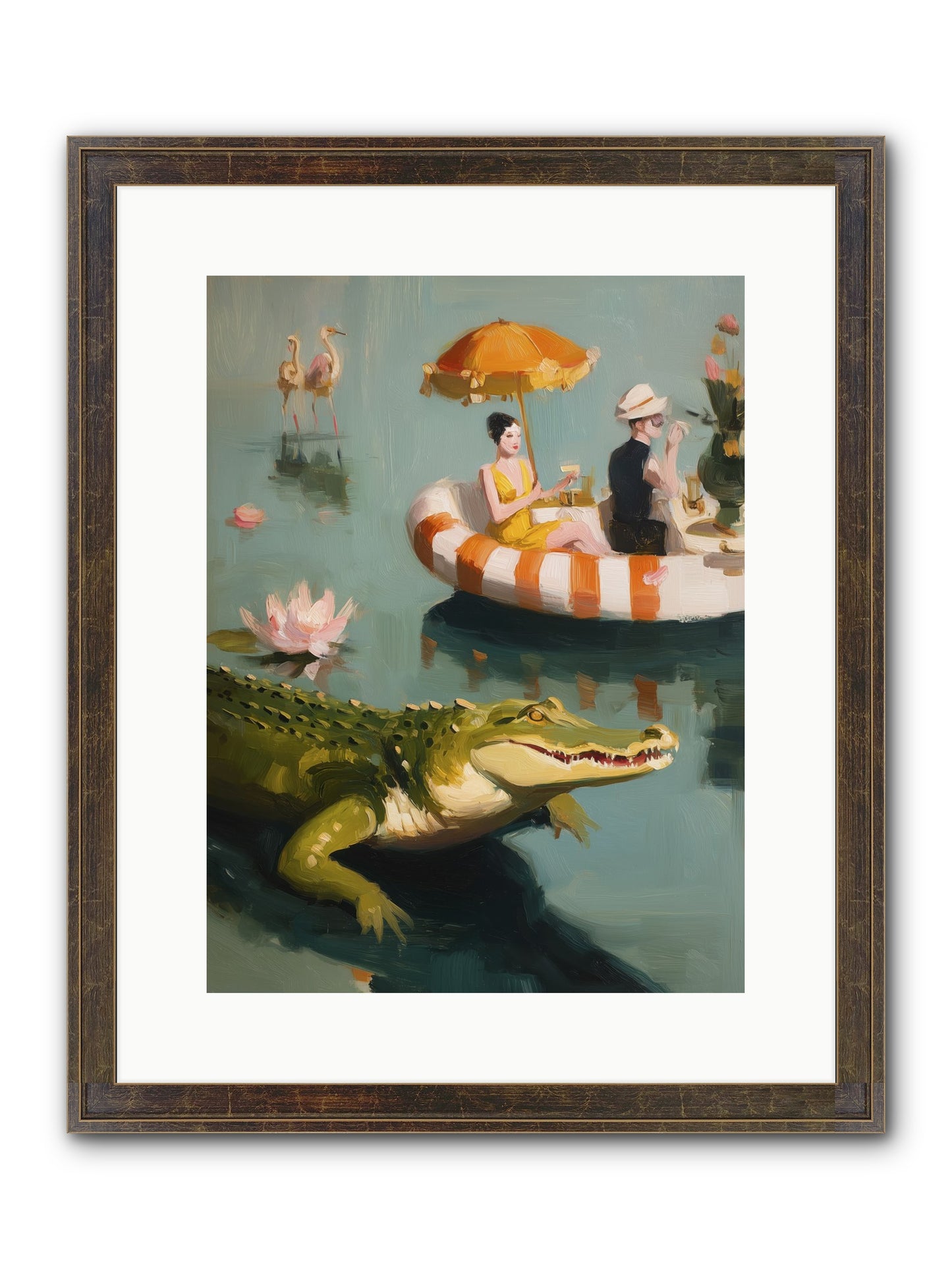 Hidden Harbor Framed Print - Slimwoods Black/Gold 12x16
