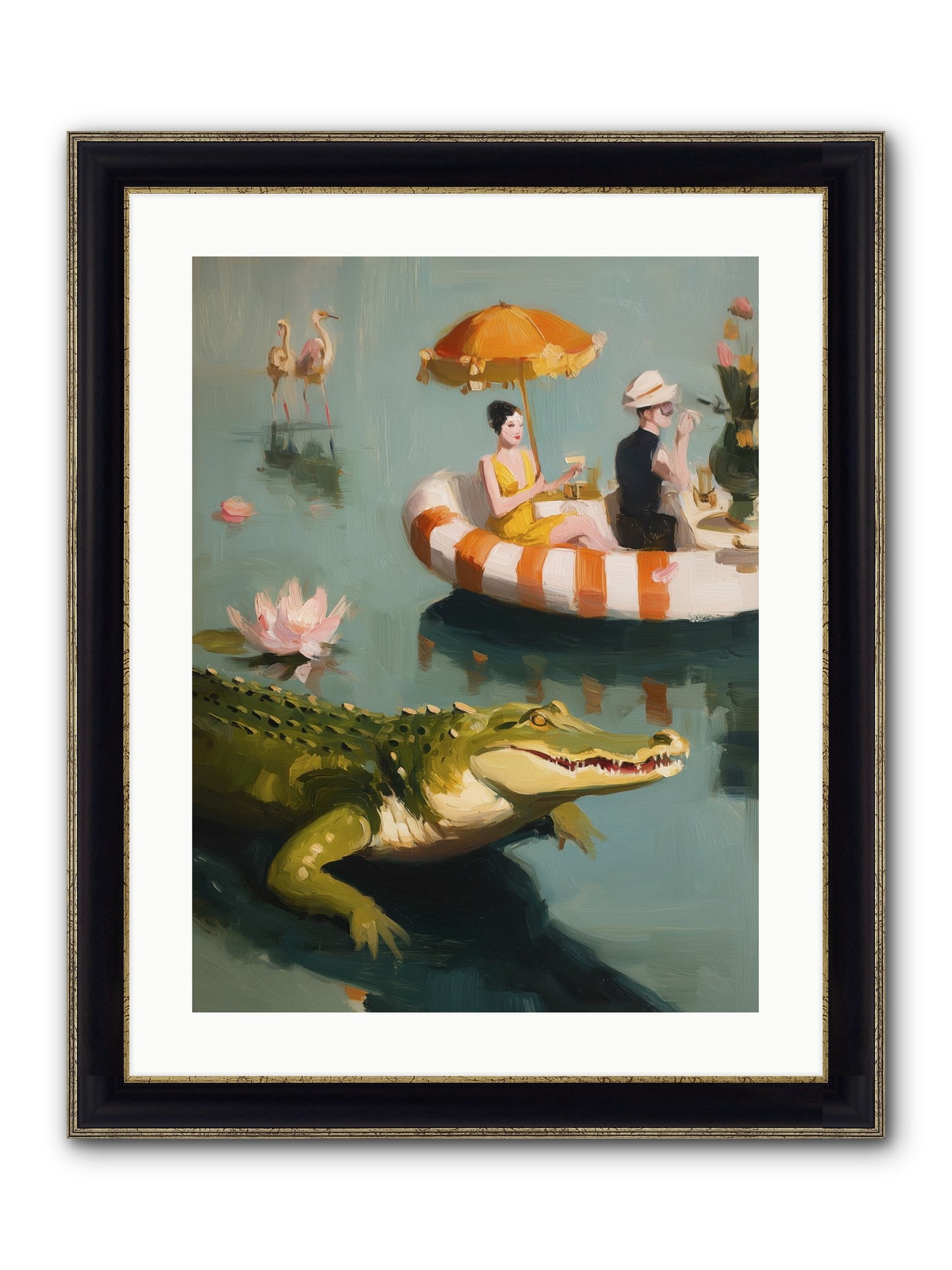 Hidden Harbor Framed Print - Black & Gold 18x24