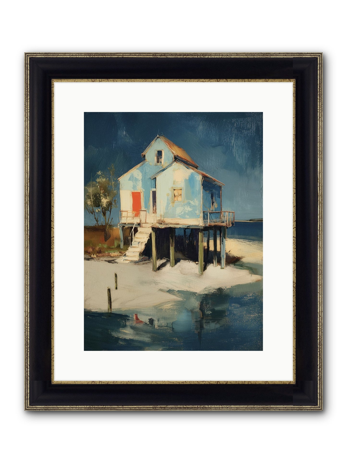 Hidden Perch Framed Print - Black & Gold 12x16