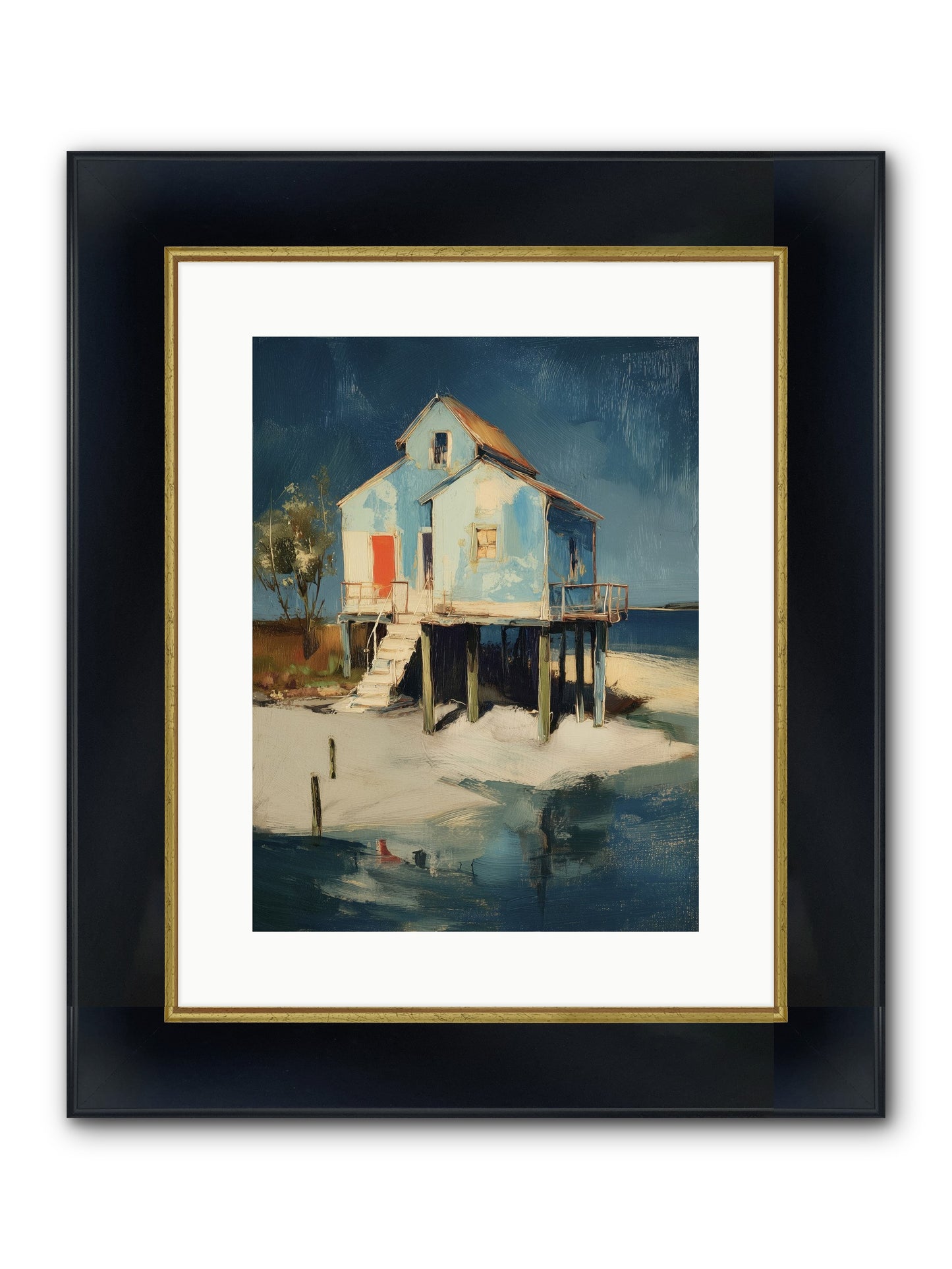 Hidden Perch Framed Print - Wide Black w/Gold 12x16