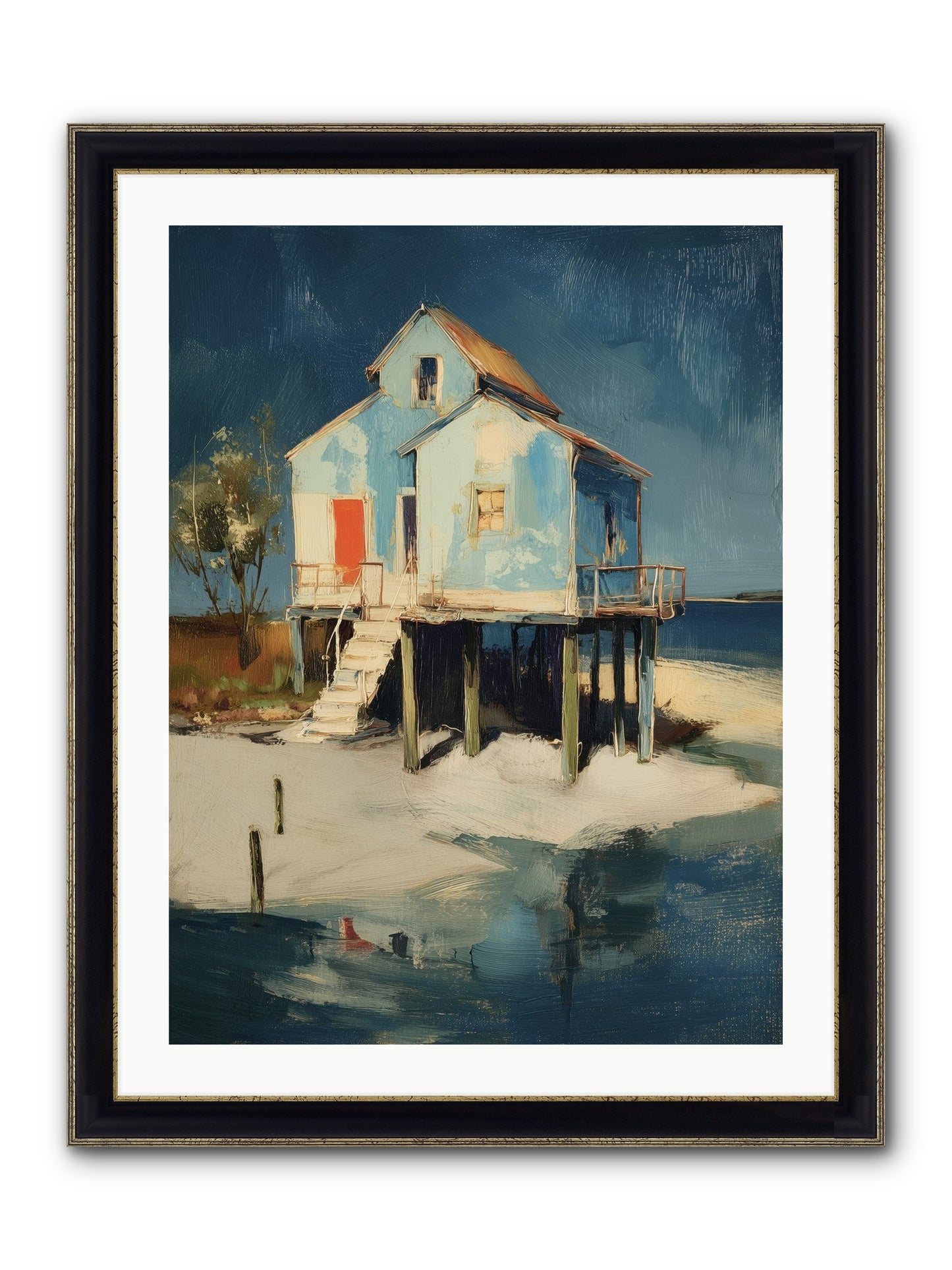 Hidden Perch Framed Print - Black & Gold 24x32
