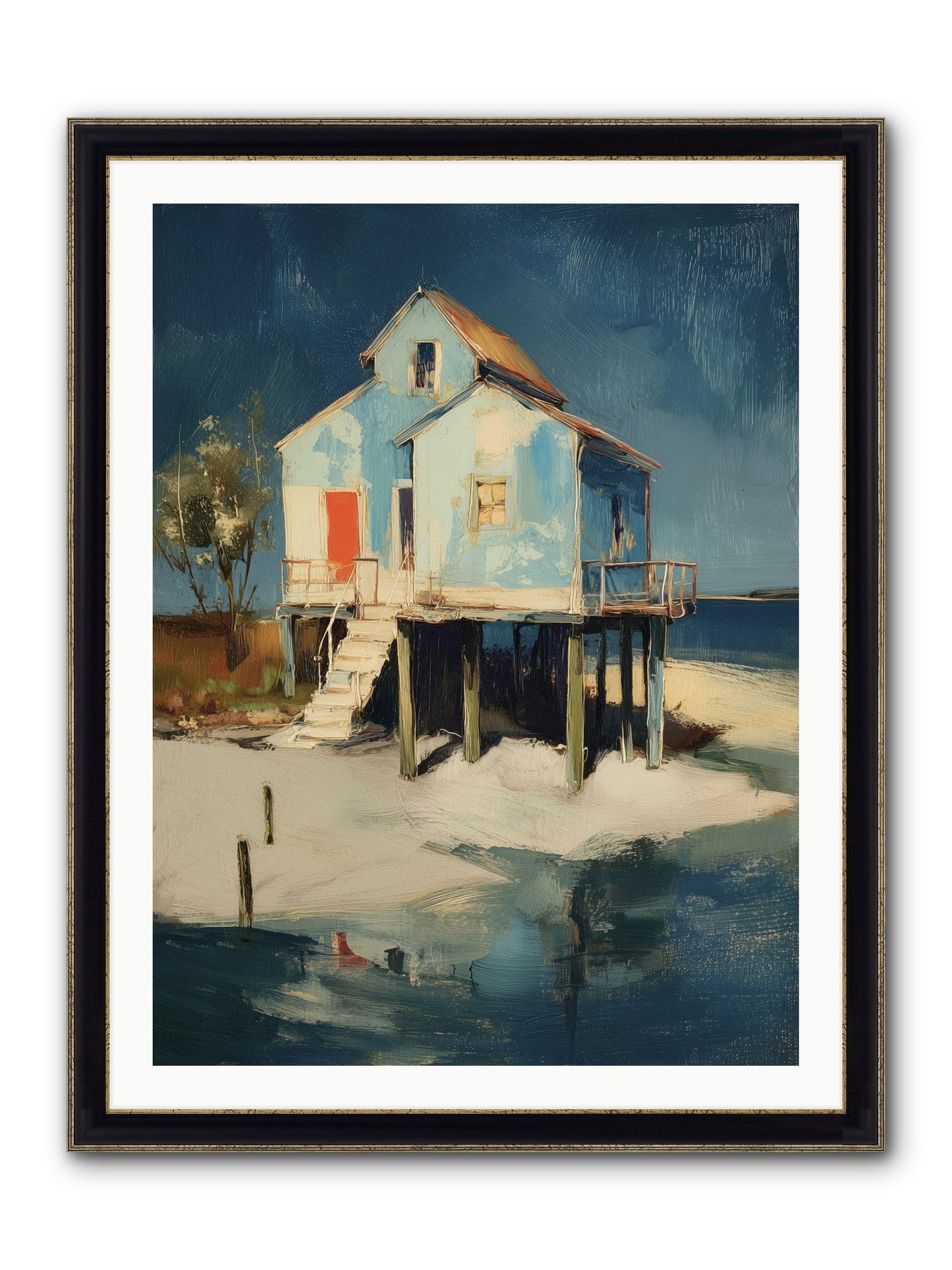 Hidden Perch Framed Print - Black & Gold 30x40
