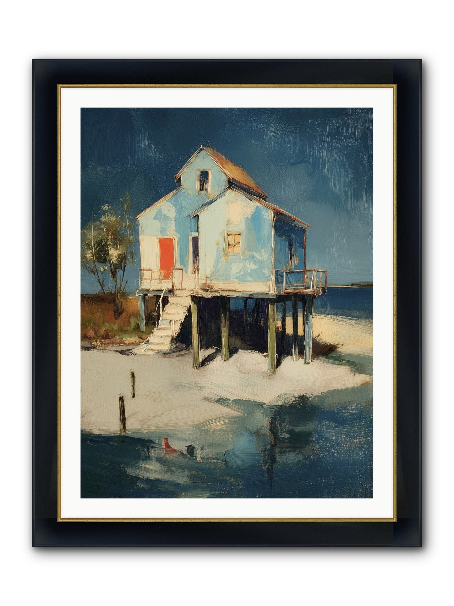 Hidden Perch Framed Print - Wide Black w/Gold 30x40