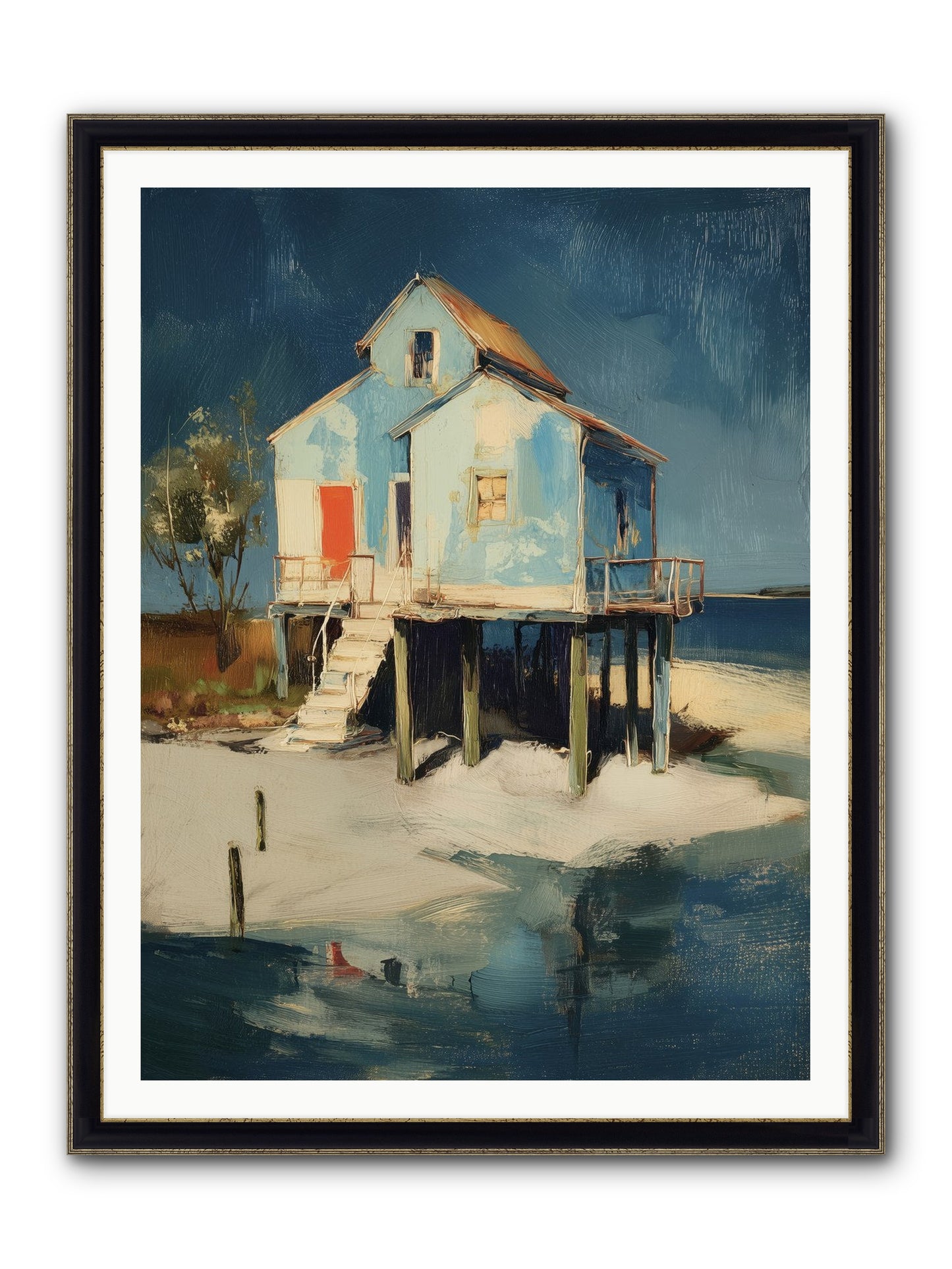 Hidden Perch Framed Print - Black & Gold 36x48