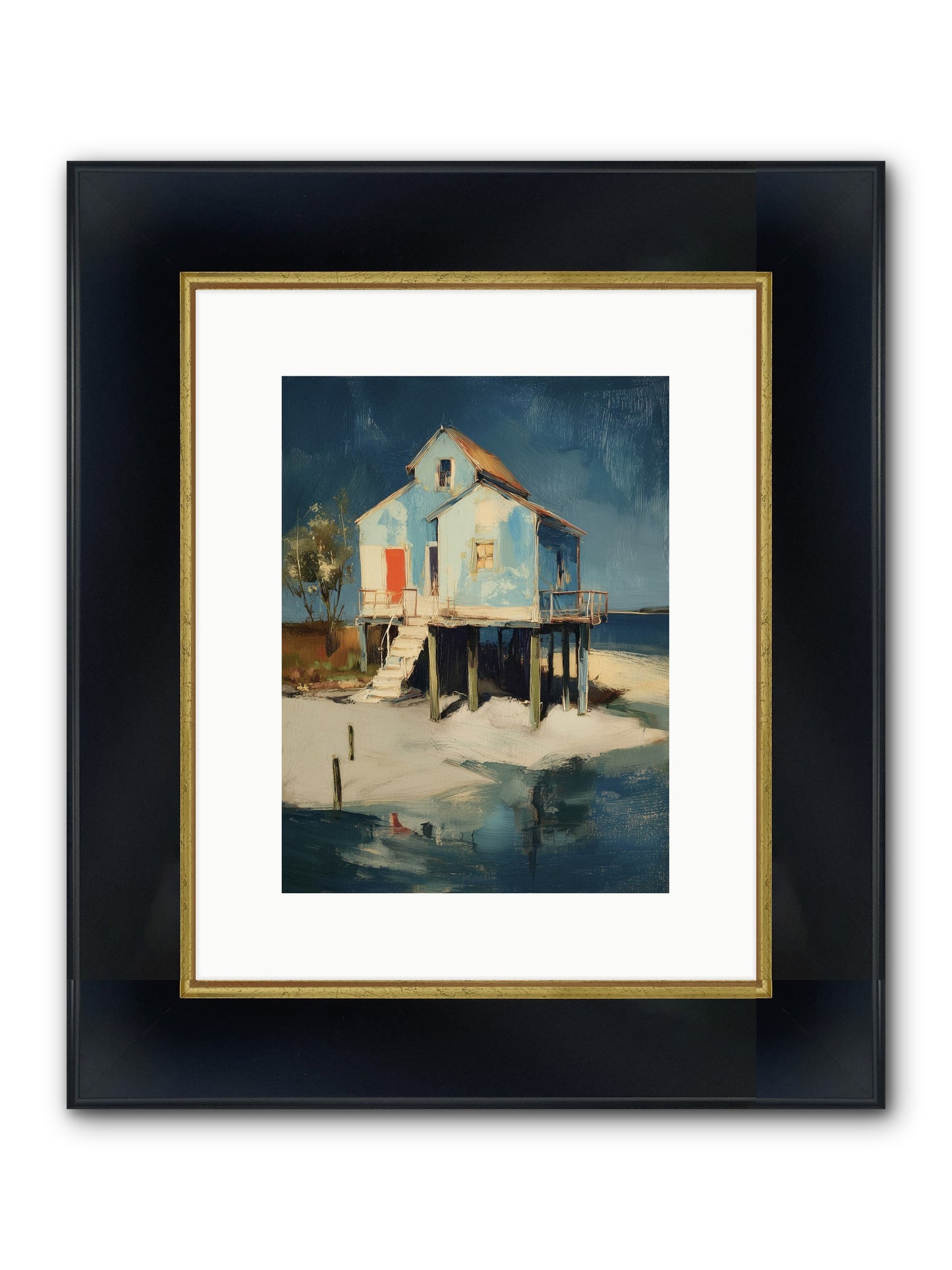 Hidden Perch Framed Print - Wide Black w/Gold 9x12