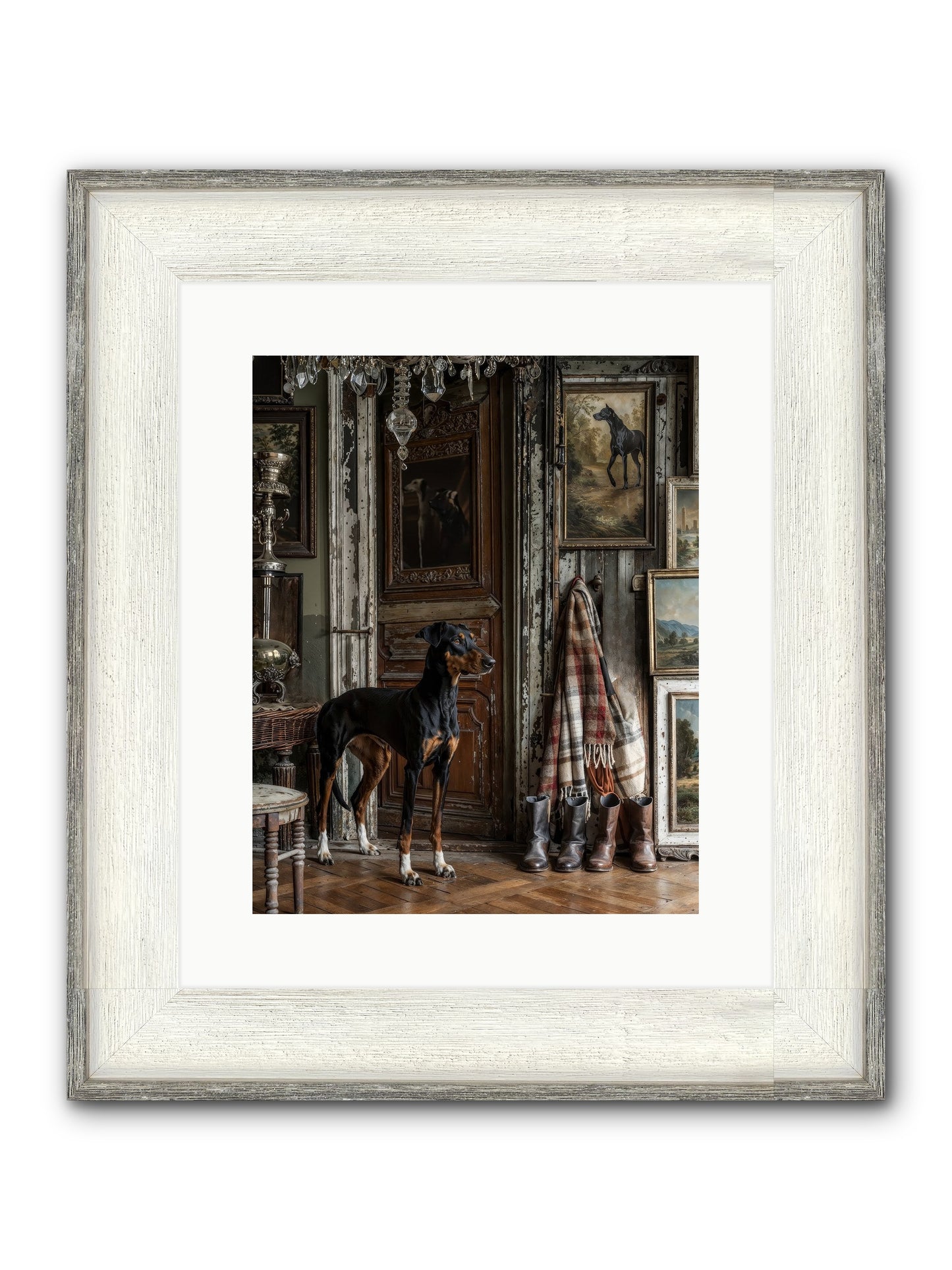 His Lordship Sir Fetch-A-Lot Framed Print - Driftwood White 12x15